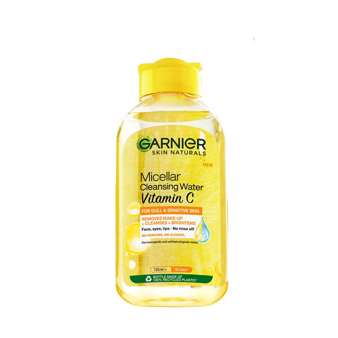 Garnier Skin Naturals Cleansing & Brightening Micellar Water with Vitamin C, 125 ml - Gentle Makeup Remover for Daily Skincare Routine