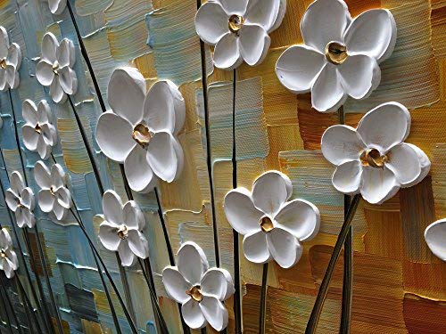 YaSheng Art - 3D Flowers Oil Painting on Canvas, Abstract Wall Art for Modern Home Decor, Hand Painted Ready to Hang (24x48 Inch) - Perfect for Living Room, Bedroom & Office Spaces