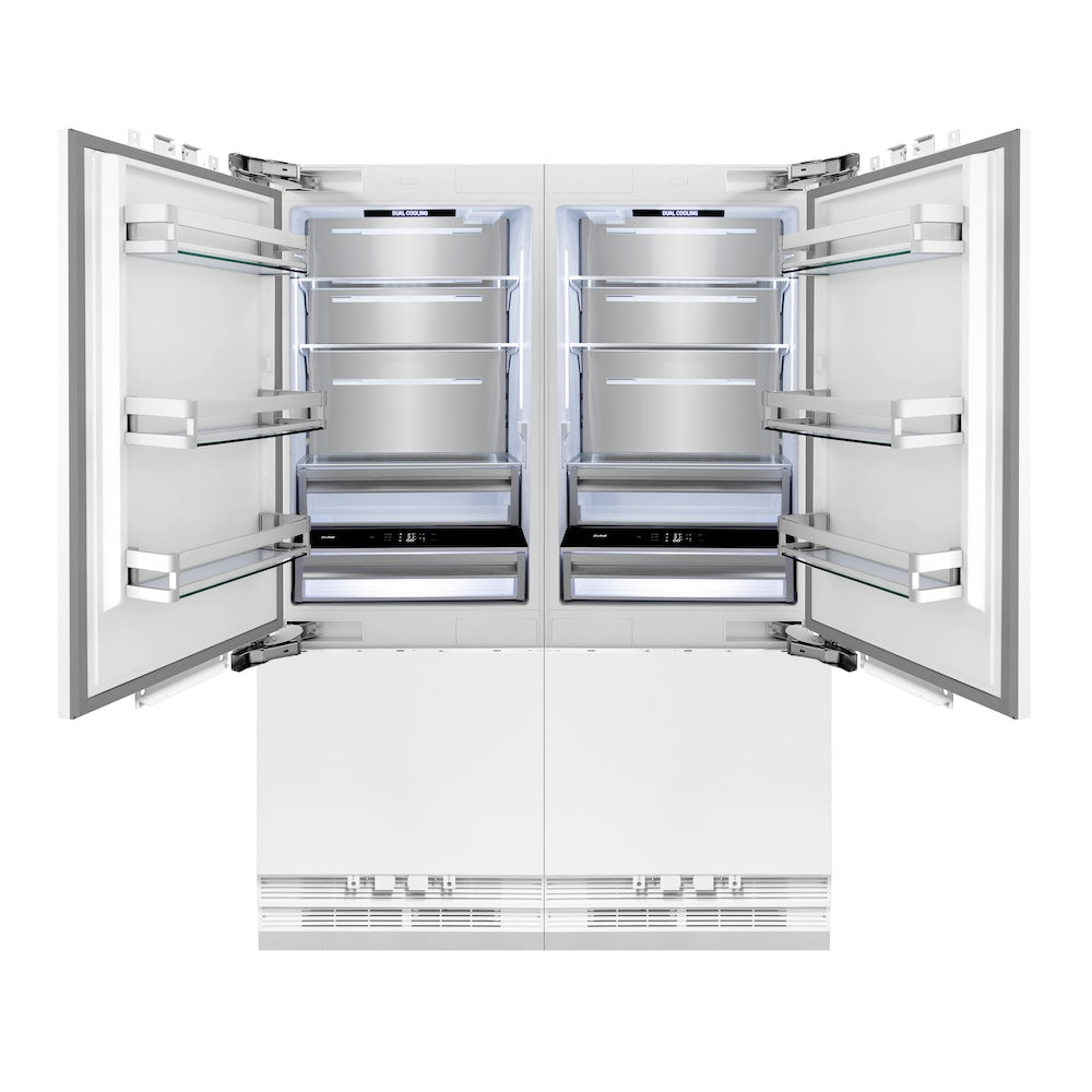 ZLINE Autograph Edition 60-inch 32.2 cu. ft. Panel Ready French Door Built-In Bottom Freezer Refrigerator with Water Dispenser & Ice Maker - Polished Gold Accents (RBIVZ 60 G) - Perfect for Modern Kitchens & Luxury Homes