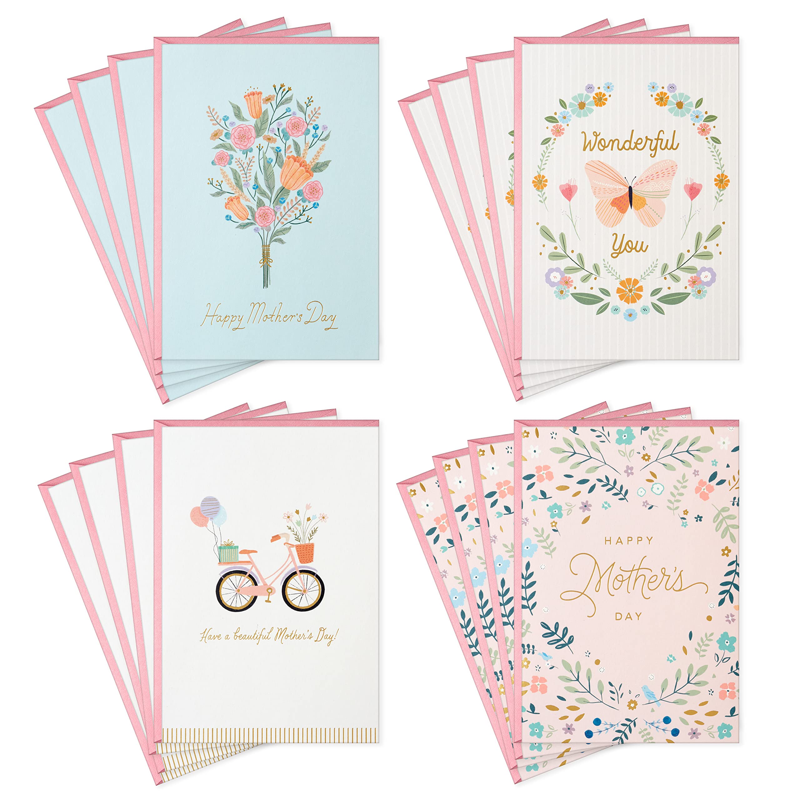 Hallmark Mother's Day Greeting Cards Assortment - 16 Floral Design Cards with Envelopes | Perfect for Mom's Birthday, Thank You Notes & Special Occasions