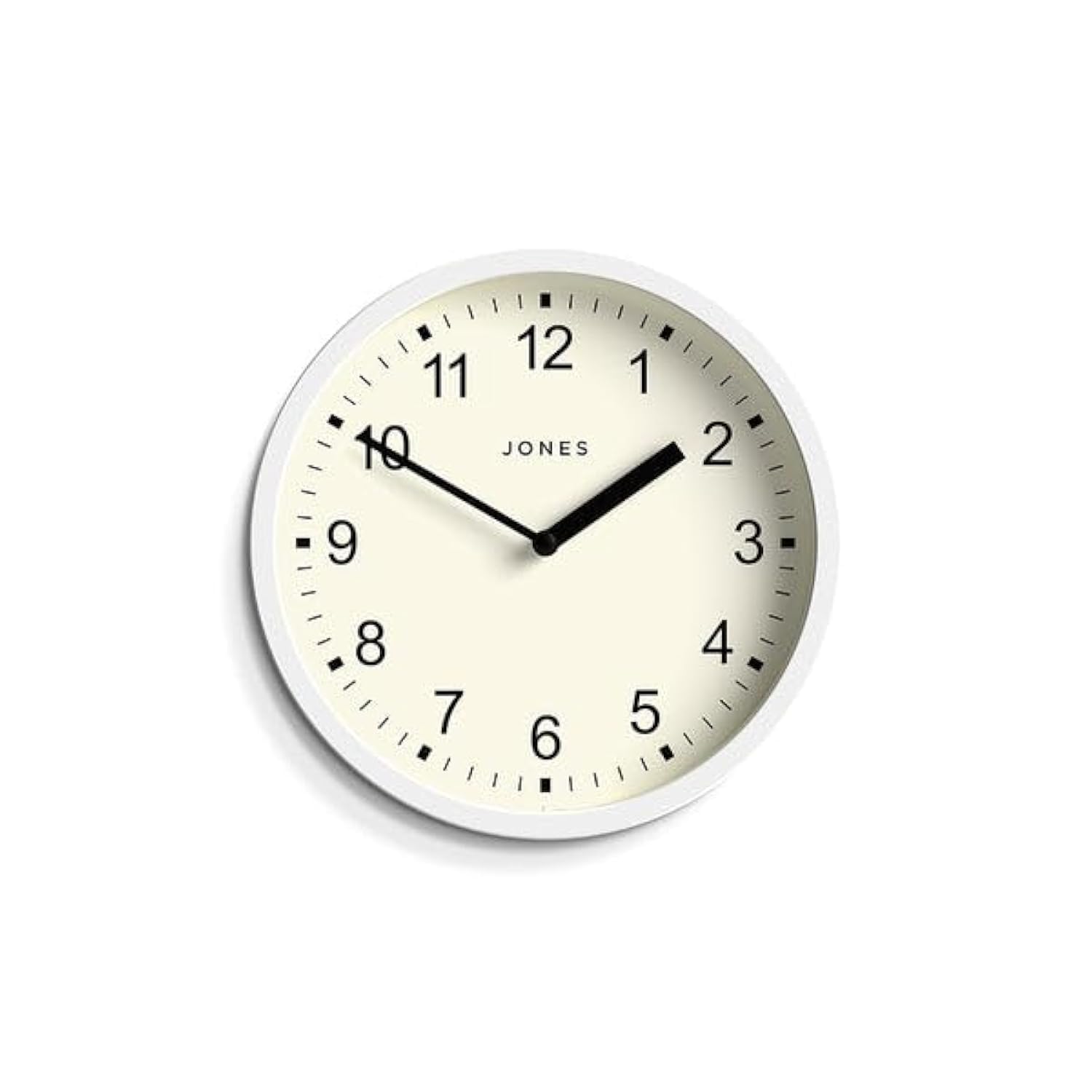 JONES CLOCKS® The Spin - 8 Inch Round Wall Clock for Kitchen, Living Room & Office | Modern White Decorative Home Accessories | Perfect for Home Decor, Gifts & Interior Design