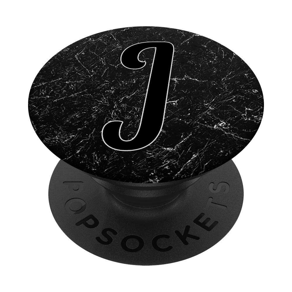 PopSockets J Initial Phone Grip & Stand - Black Letter J for Phones & Tablets | Secure Hold