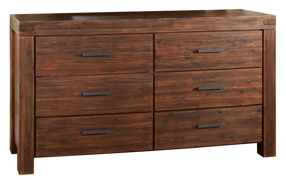 Modus Solid Wood 6-Drawer Dresser in Meadow Brick Brown - Sturdy Bedroom Storage Chest for Clothes, Linens & Organizing - Perfect for Master Bedroom, Guest Room or Nursery