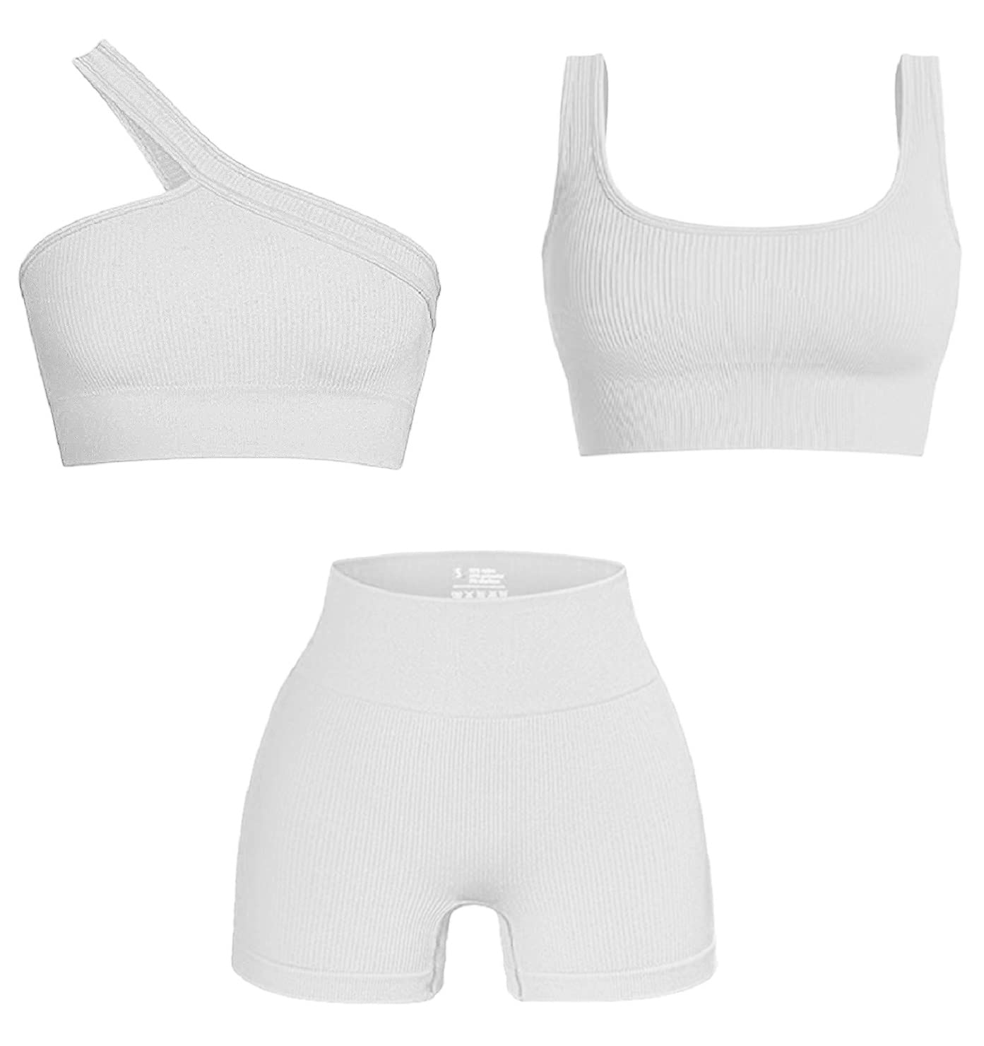 Seamless 2-Piece Workout Sets for Women - Sexy One Shoulder Sports Bra & High Waist Yoga Shorts | Gym, Running & Yoga Outfits
