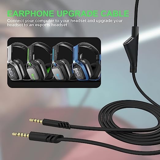 Replacement A10 Audio Cable with Inline Mute - 6.5ft Gaming Headset Extension Cord Compatible with Astro A40 & A40TR Headsets - Durable Headphone Adapter Wire for PC, PS4, Xbox Gaming Setup