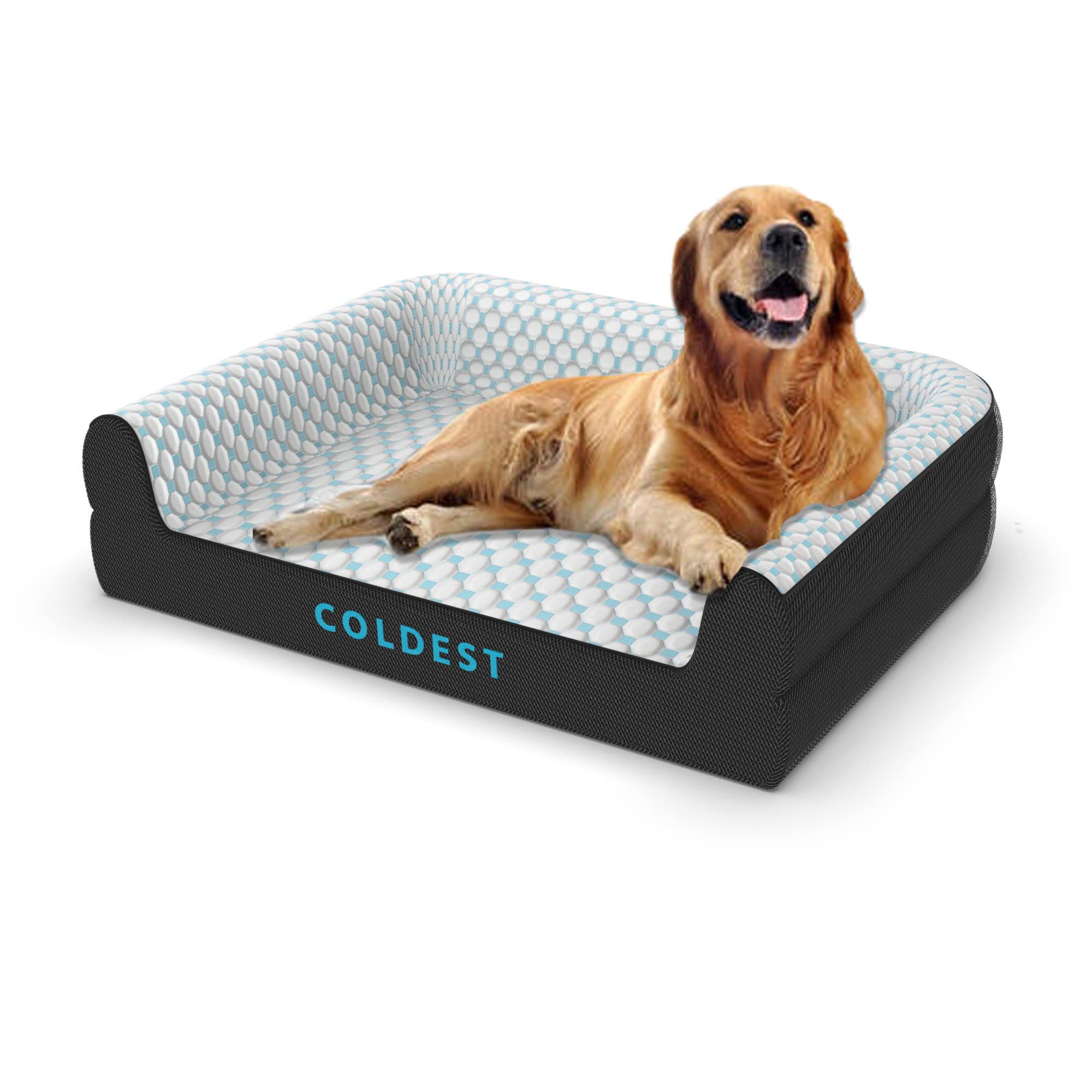 Coldest Cozy Extra Large Cooling Dog Bed - Washable Removable Cover, Anti-Slip Comfort for Large Breeds, Perfect for Hot Weather and Indoor Use (X-Large, White)