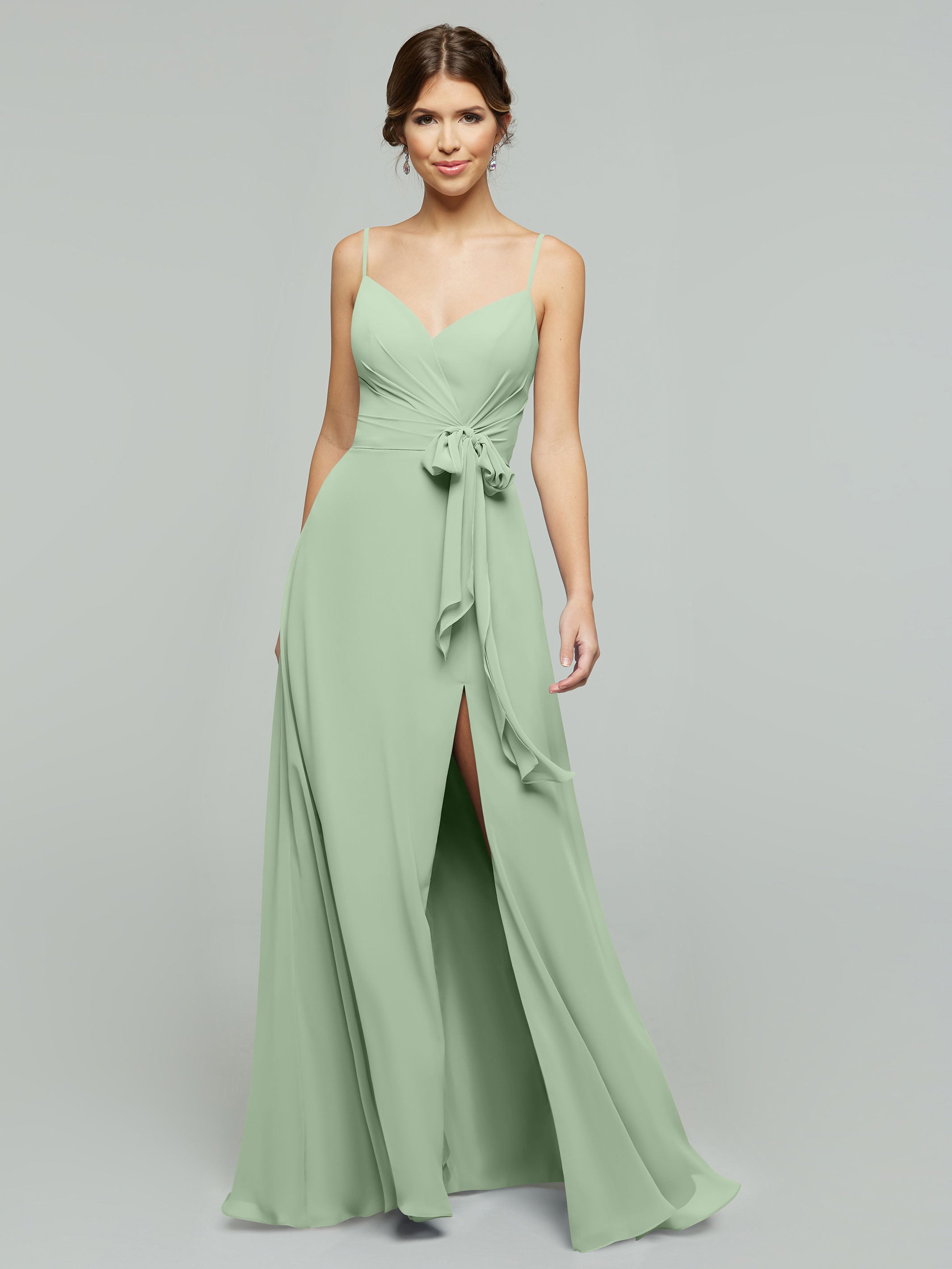 Elegant 80182 Chiffon A-Line Bridesmaid Dress with V-Neck & Spaghetti Straps - Perfect for Weddings, Prom, Formal Events & Special Occasions