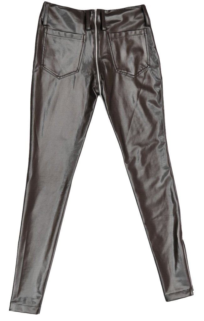 Men's Sexy PVC Zipper Skinny Tight Pants - Faux Leather Stretch Pants for Nightclub, Cosplay & Halloween Costume