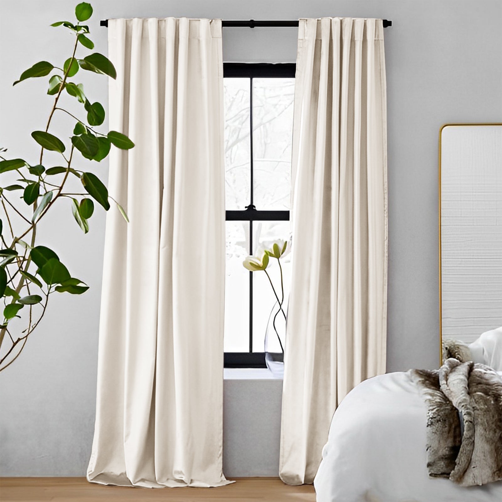 Luxury Blackout Curtains - Heavyweight Velvet Drapes with Turquoise Luster & Soft Top Back Tab for Bedroom & Living Room Window Treatments