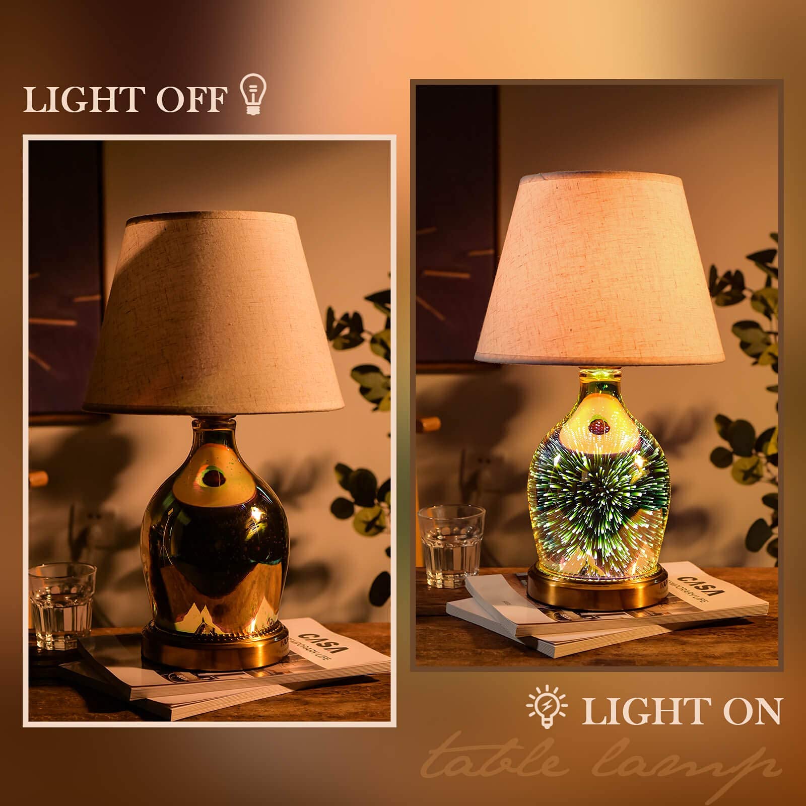 Porseme Modern Table Lamp with Pillar and Vase Set - Includes LED Bulbs - Perfect for Bedroom Nightstand, Living Room Decor, and Office Lighting