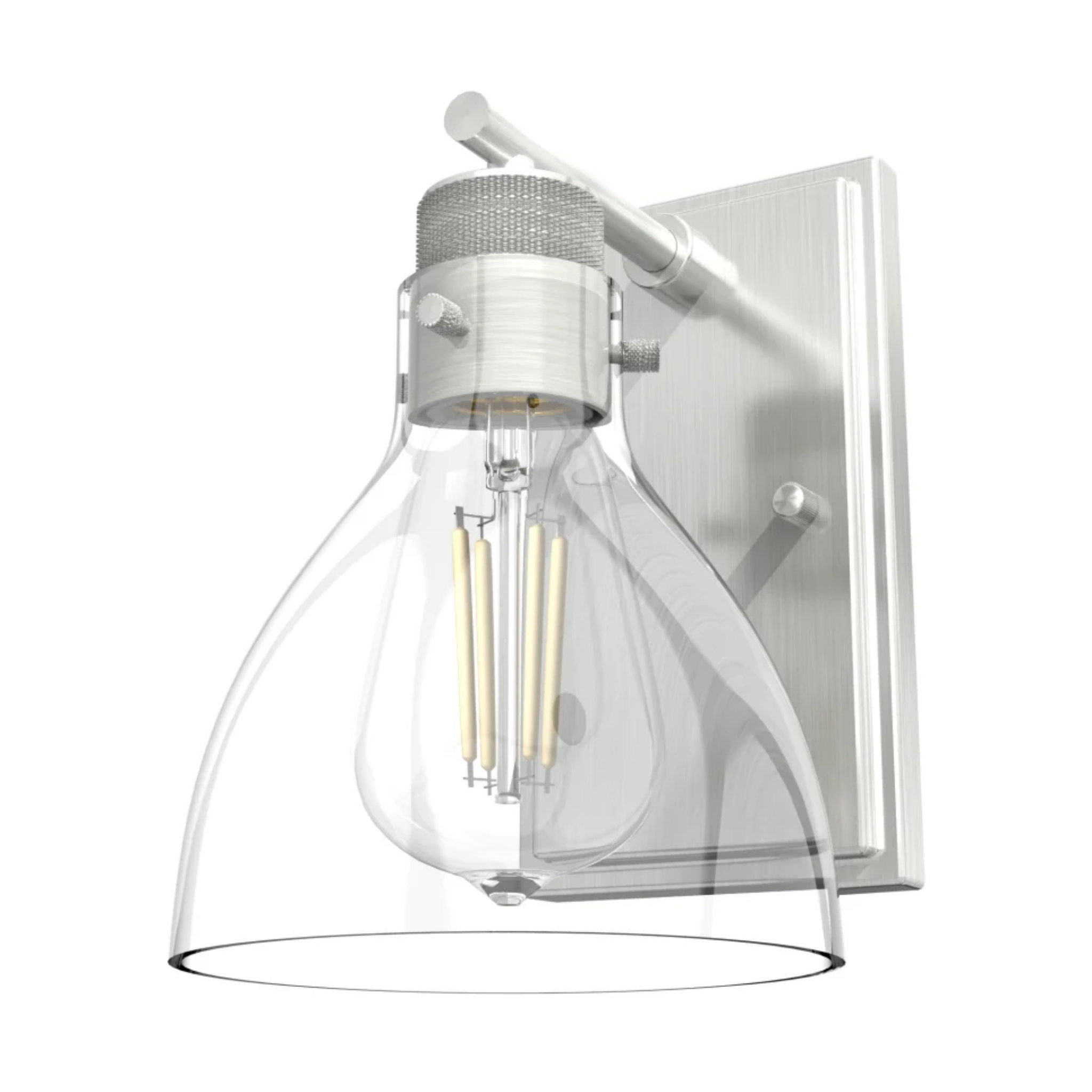 Hunter Van Nuys 1-Light Brushed Nickel Wall Sconce - Modern Indoor/Outdoor Lighting for Bedroom, Hallway, Porch & Patio