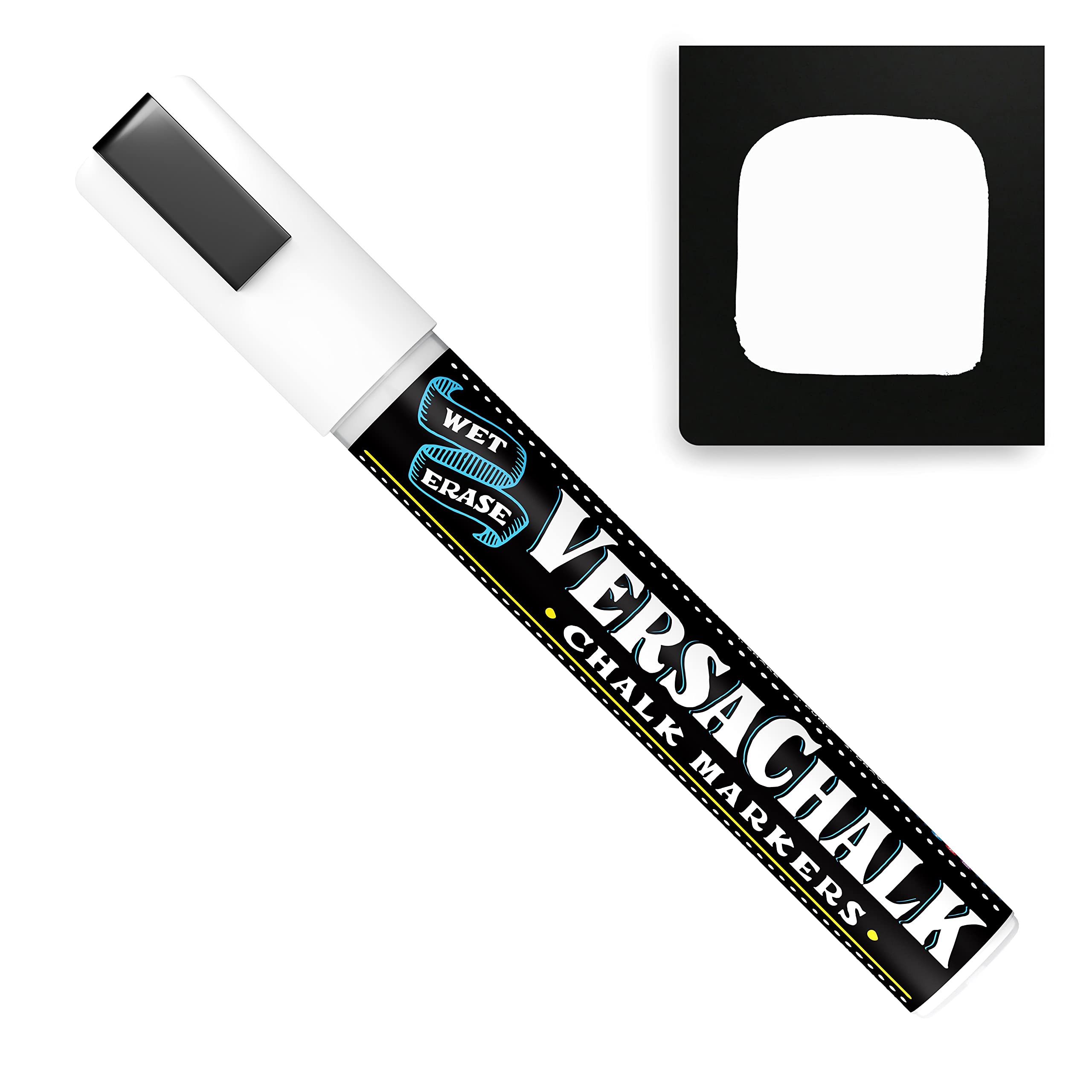 VersaChalk White Chalk Markers - 5mm Bold Tip Wet Erase Dustless Chalkboard Markers for Blackboards, Signs, Menus & Windows - Perfect for Restaurants, Cafes, Classrooms & Home Decor
