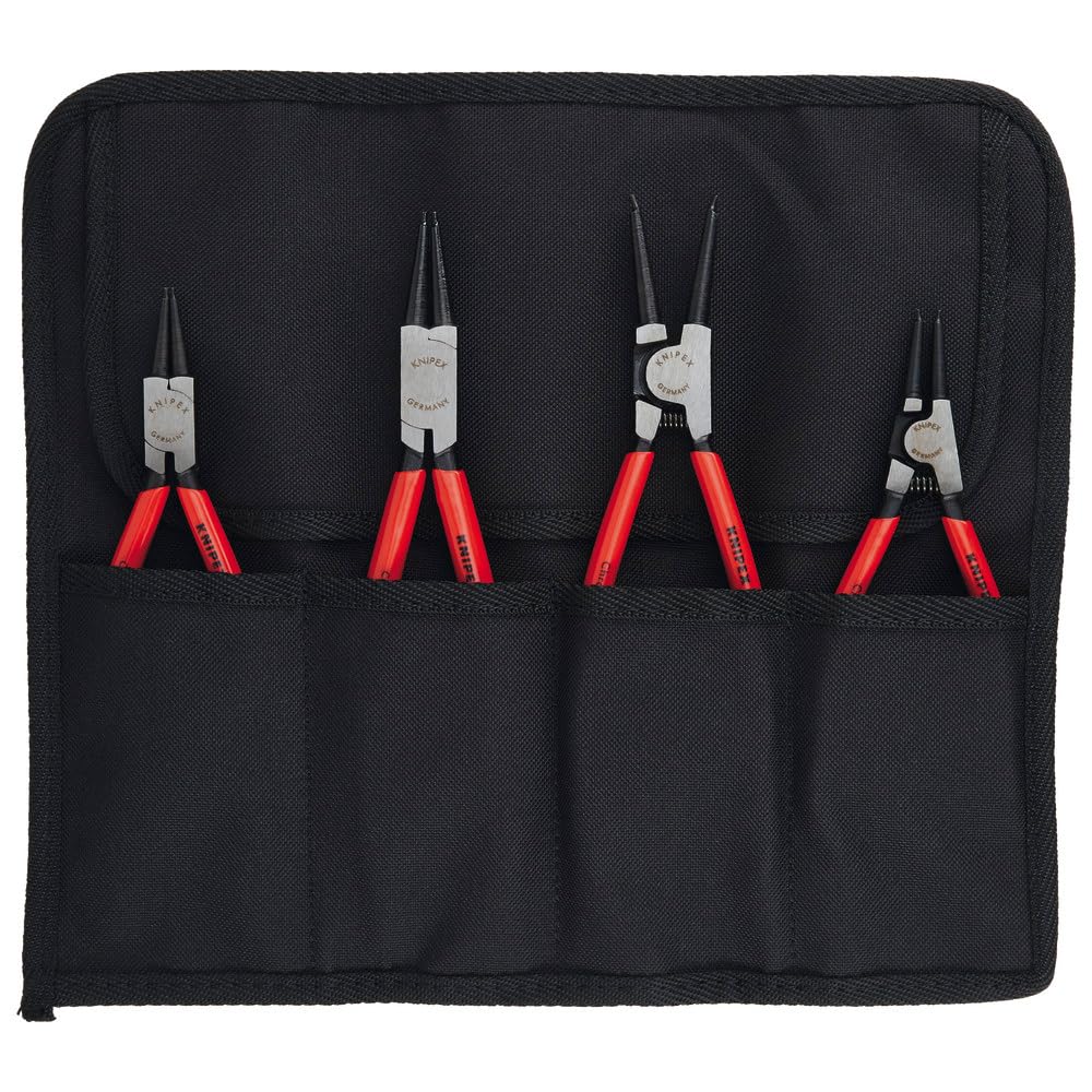00 19 56 V01 4-Piece Circlip Pliers Set with Tool Roll - Professional Snap Ring Pliers for Automotive, Machinery, and DIY Repairs