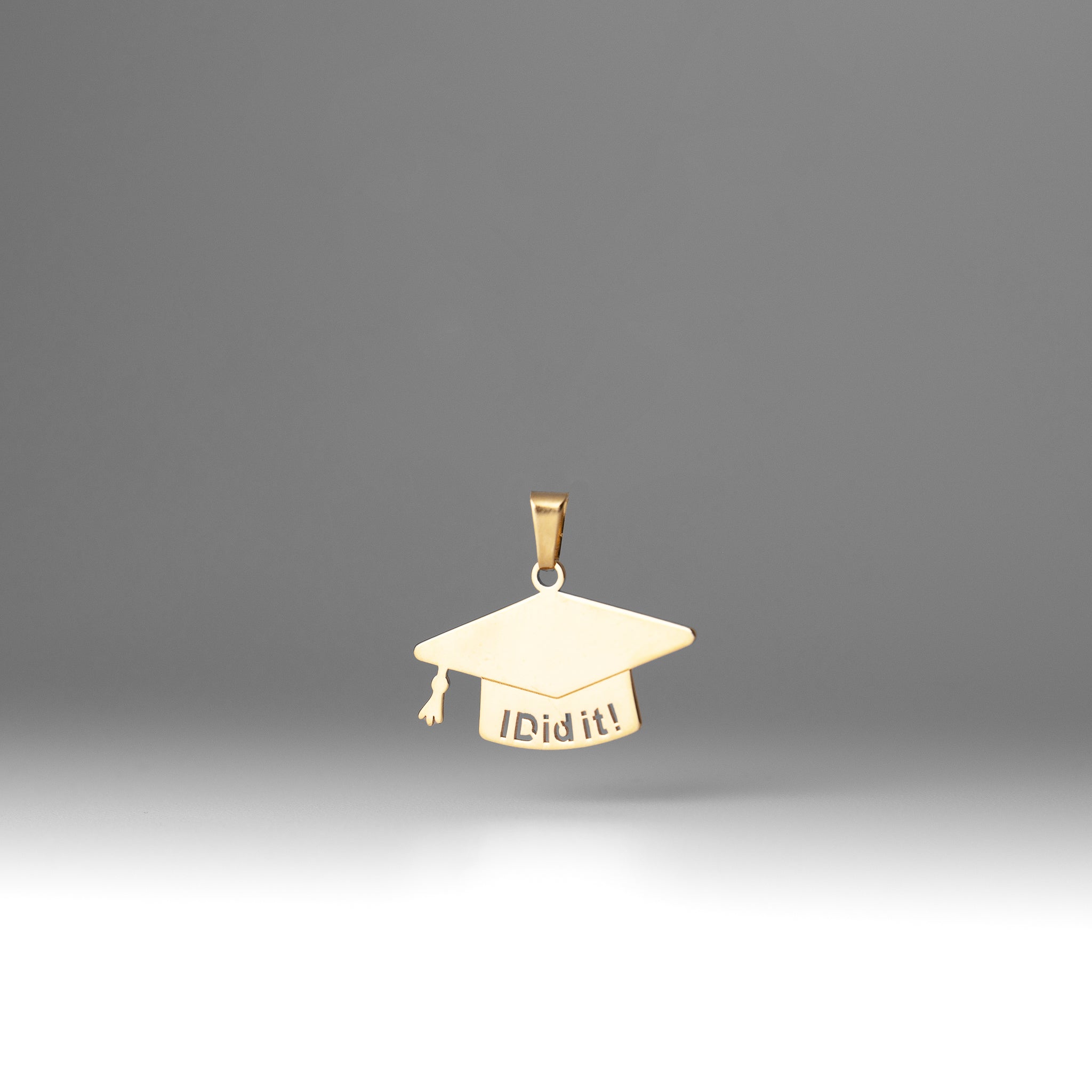 Gold Graduation Cap 'I Did It!' Charm Pendant - PT2839 - Perfect for Graduation Gifts, Class of 2024 Jewelry & Achievement Celebration