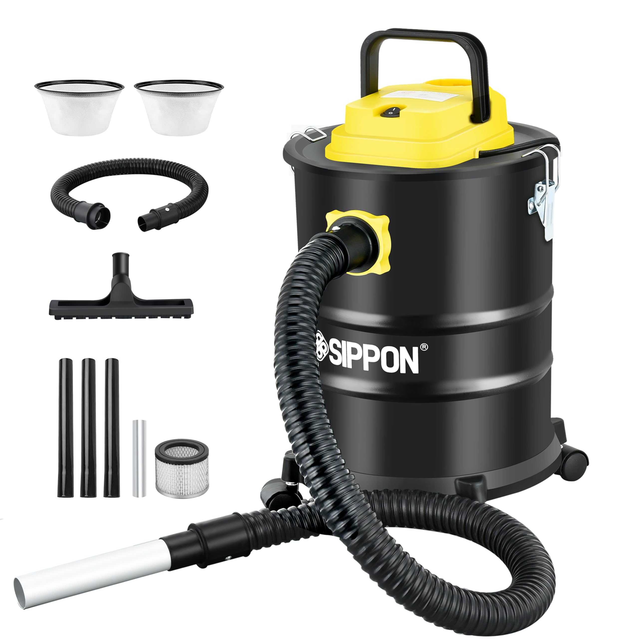4 Gallon Ash Vacuum Cleaner for Fireplaces & Pellet Stoves - Powerful Suction, Wheeled Base & Blower Function - All-in-One Pellet Stove Vacuum for Easy Ash Cleanup - Perfect for Home, Workshop & Outdoor Use