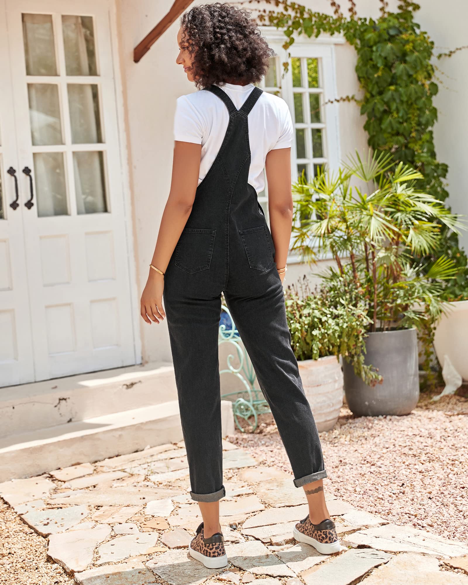 GRAPENT Women's Loose Fit Stretch Denim Overalls - Comfortable Jean Bib Jumpsuit with Pockets | Perfect for Casual Wear, Work, and Outdoor Activities