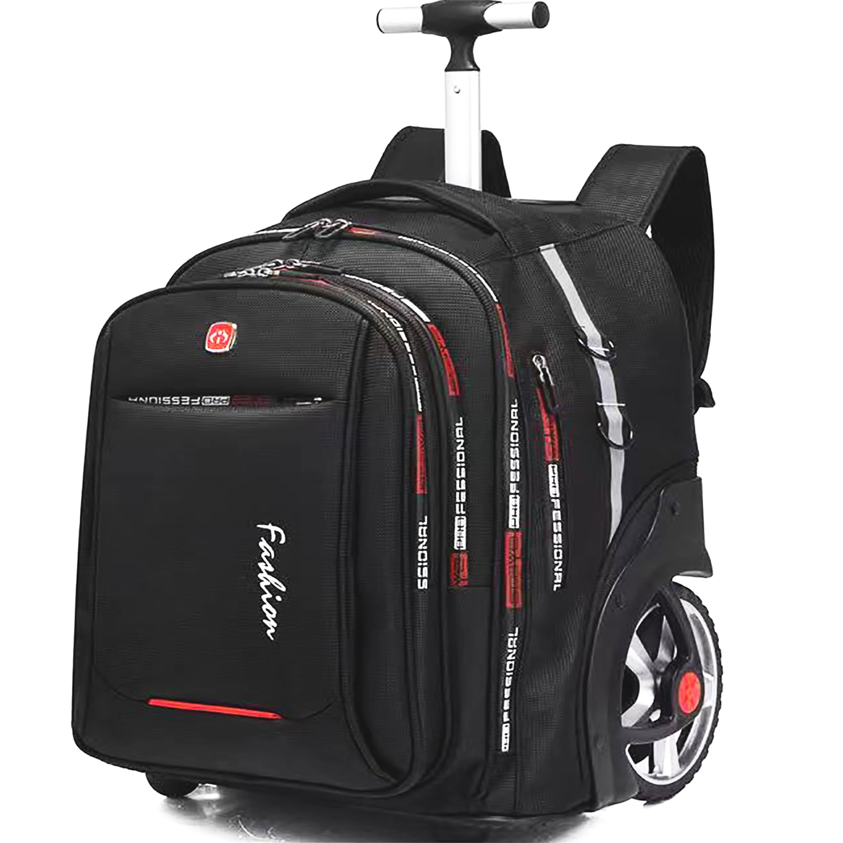 22 Inch Rolling Backpack with Wheels - 55L Large Capacity Waterproof Wheeled Backpack for Travel, School & Commuting - Fits 15.6 Inch Laptop - Durable Large Wheels for Smooth Mobility - Perfect for Airports, College Campuses & Business Trips