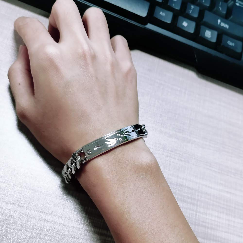 925 Sterling Silver Men's Bracelet - Classic Cuban Chain with Exquisite Totem Carving, 10mm Width, 7-10 Inches Adjustable (Italy Design) | Perfect Gift for Him, Ideal for Casual Wear, Date Nights & Special Occasions