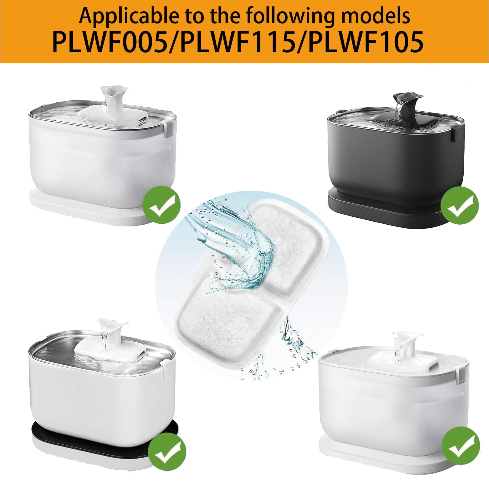20 Pack Cat Water Fountain Filter Replacement for PETLIBRO Dockstream PLWF005/PLWF115/PLWF105 - Triple Filtration System with Pre-Filter Sponge - Perfect for Clean Water & Healthy Pets at Home