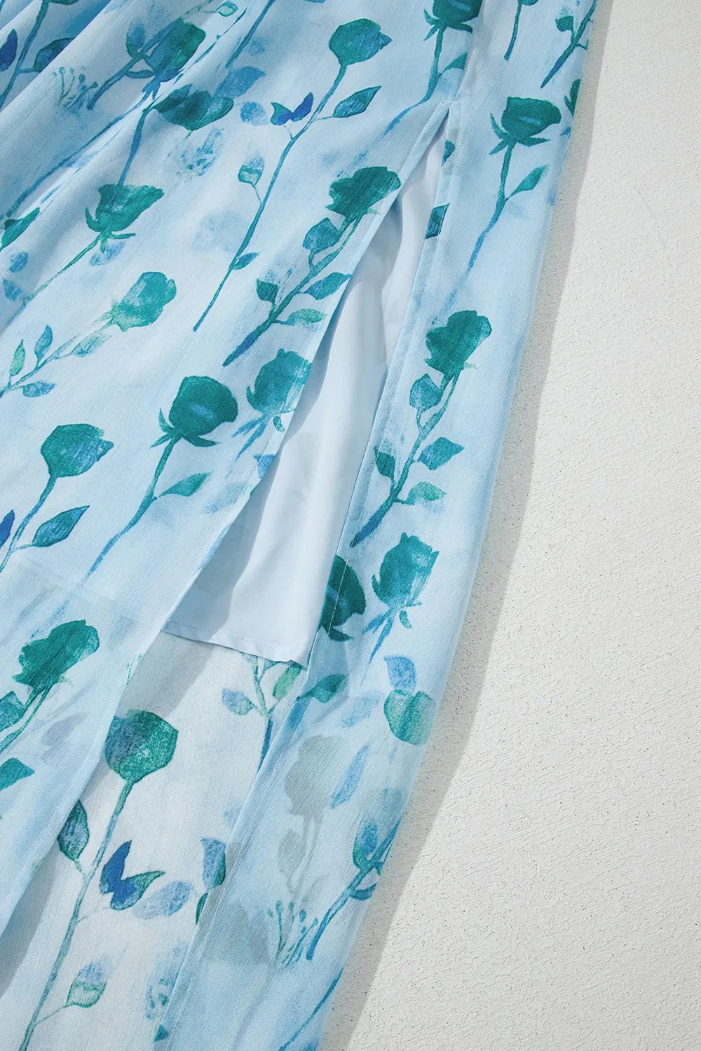 Blue Floral Print Ruffled Side Slit Tube Top Maxi Dress for Women | Summer Beach Party & Boho Chic Outfit | Perfect for Vacations, Weddings & Date Nights