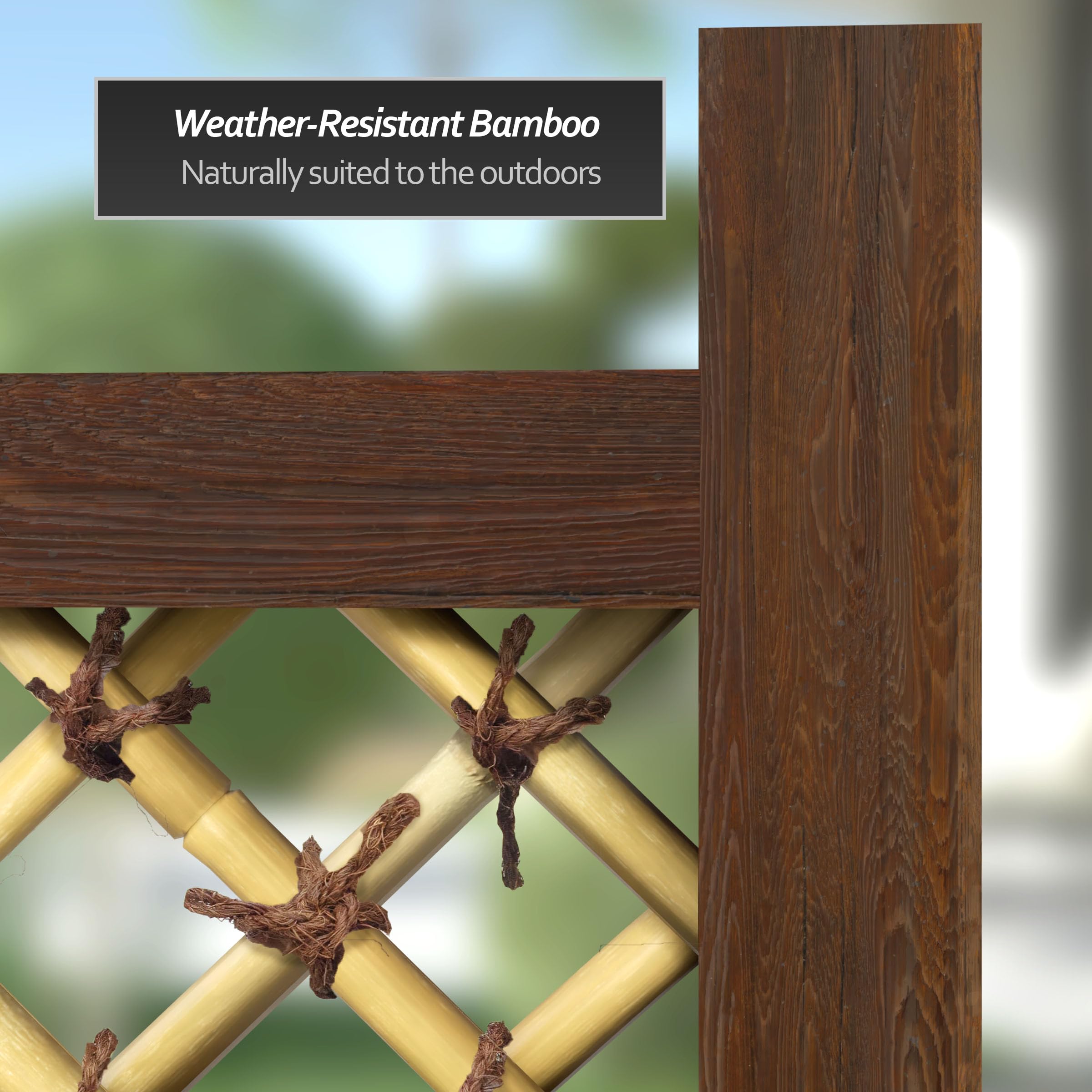 Japanese Bamboo Zen Garden Fence Panel - 4ft x 3ft Red Lantern Decorative Outdoor Privacy Screen for Patio, Yard & Asian-Themed Landscaping