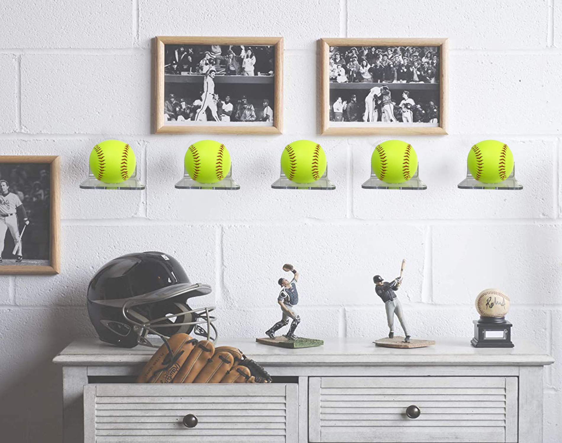 Pmsanzay Clear Acrylic Wall Mounted Baseball Holder Stand - Display & Storage Rack for Baseballs, Softballs & Tennis Balls (No Balls Included) - Perfect for Home, Garage & Sports Club Organization