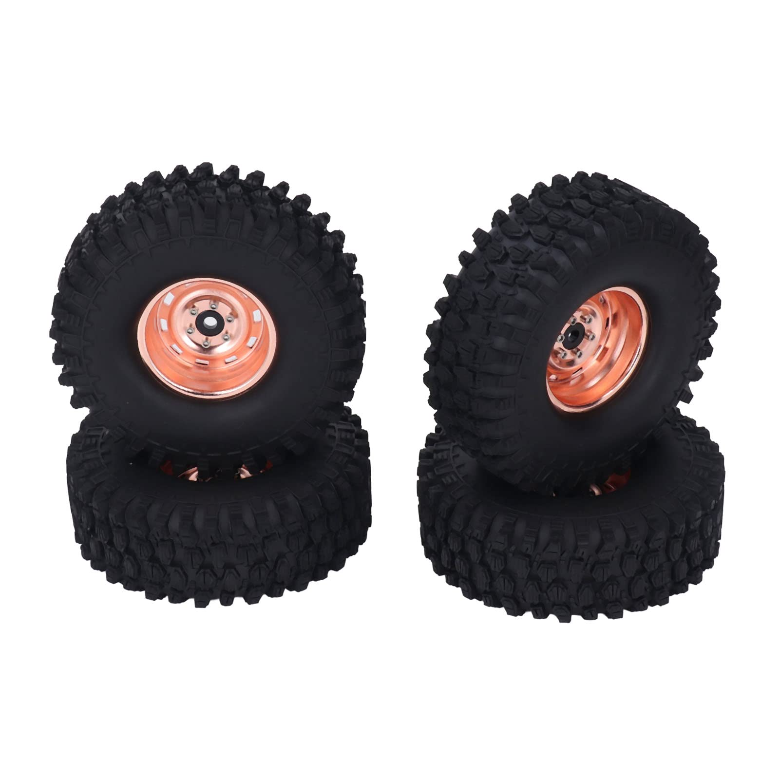 Uxsiya 4PCS High Abrasion Resistance RC Car Tires - Durable 1/10 Scale Remote Control Vehicle Tires with Strong Grip & Cushioning for Stable Off-Road Racing (Copper) - Perfect for RC Crawlers, Drift Cars & Hobbyist Competitions