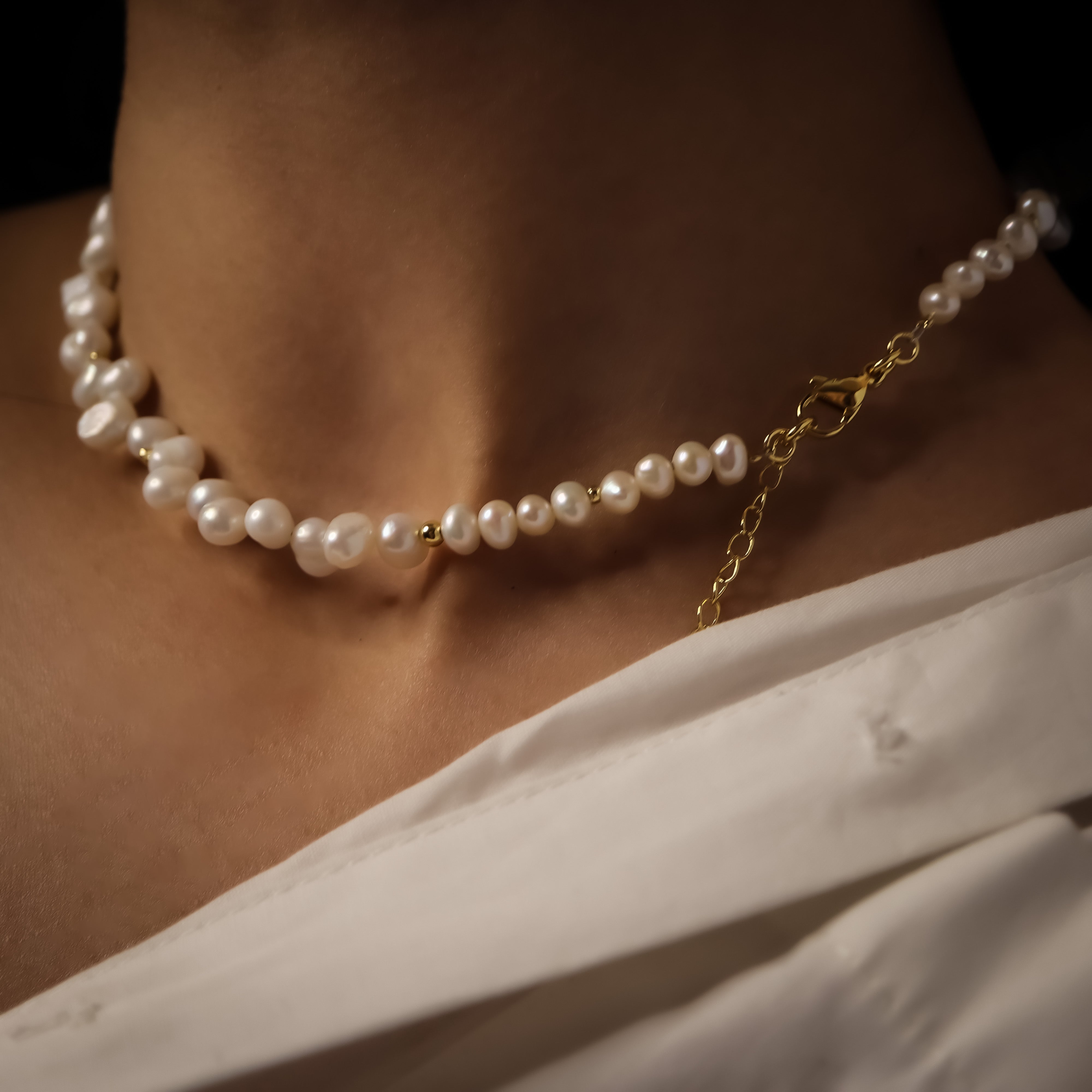 18K Gold Plated Natural Keishi Freshwater Pearl Choker Necklace - Elegant Bridal Jewelry Gift for Wedding, Anniversary & Special Occasions