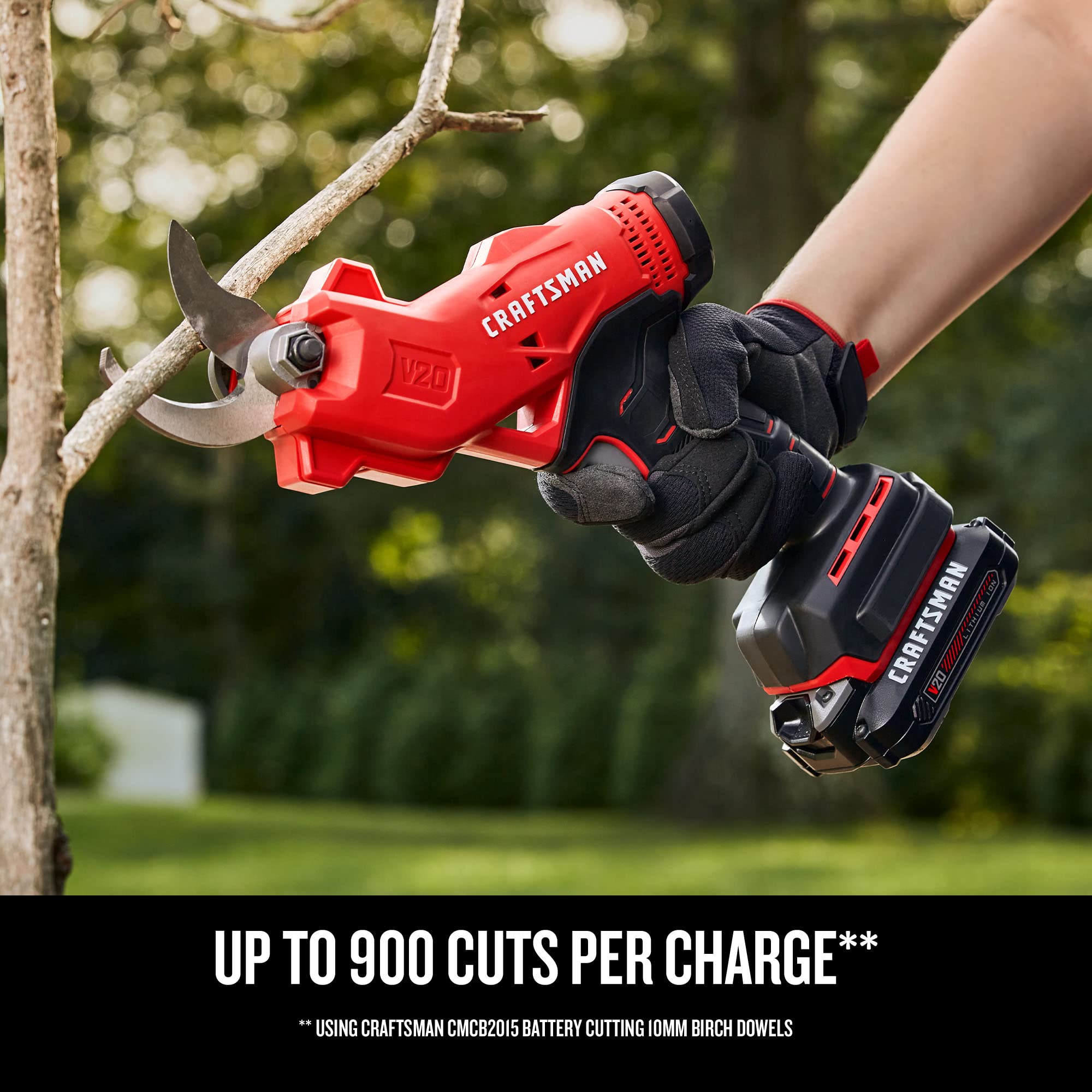 CRAFTSMAN 20V MAX Cordless Electric Pruner with Battery & Charger - CMCPR320C1 - Lightweight Tree Trimming Shears for Gardening, Landscaping and DIY Projects