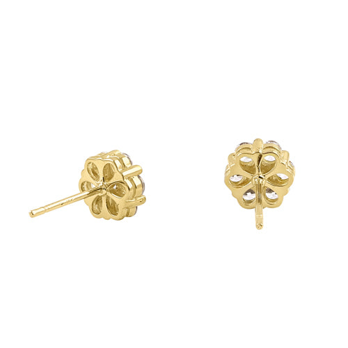 14K Yellow Gold Cubic Zirconia Flower Stud Earrings for Women - Elegant & Dainty Jewelry Gift for Birthday, Anniversary & Everyday Wear
