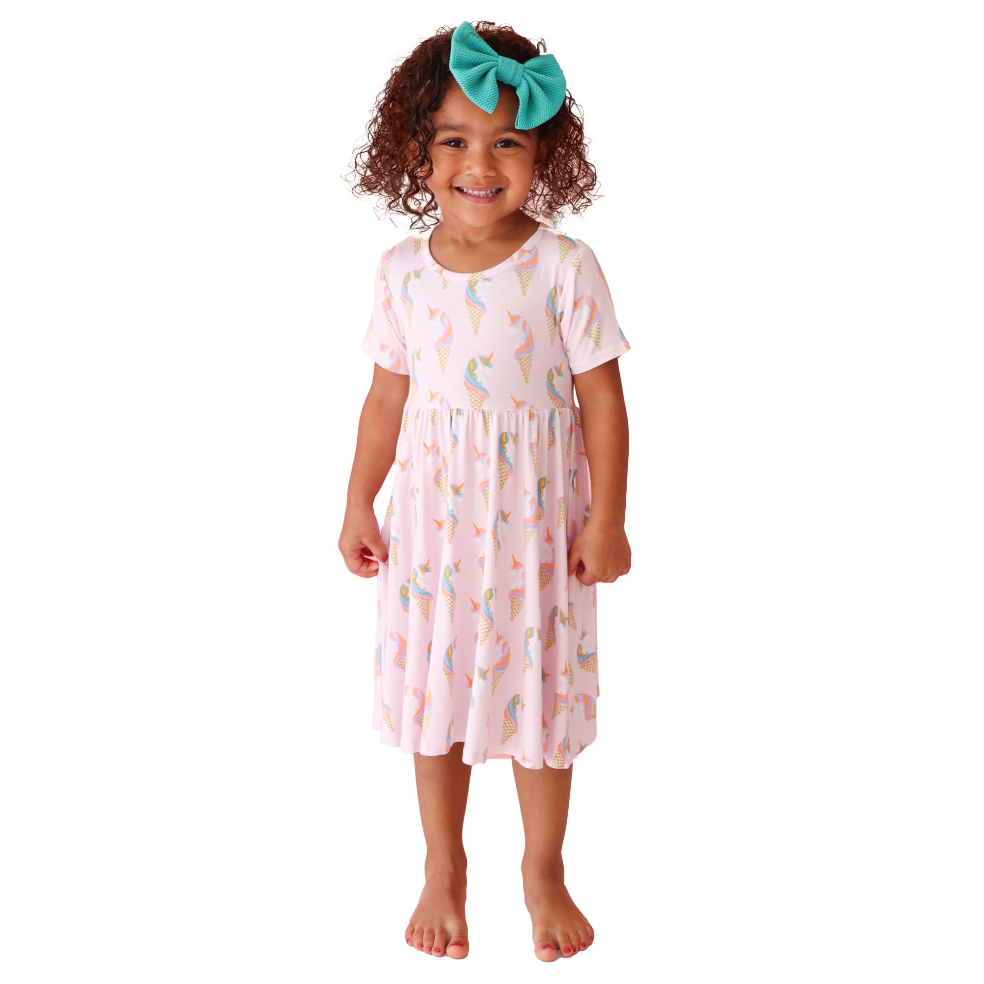 Posh Peanut Girls' Ruffled Twirl Dress - Soft Bamboo Viscose Toddler Summer Dress for Little Girls | Perfect for Playdates, Parties & Special Occasions