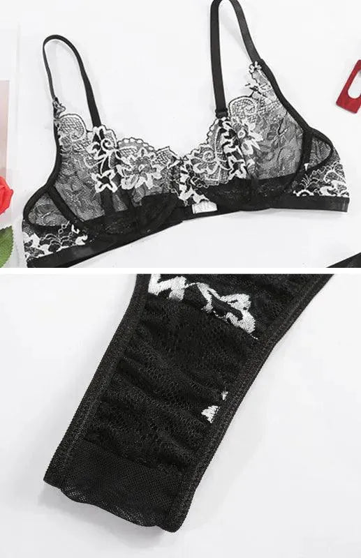 Embroidered Lace Women's Lingerie Set - Sexy Underwear for Valentine's Day & Romantic Nights - Perfect for Bridal Shower & Anniversary Gifts