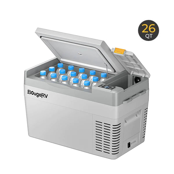 CRPRO25 26 Quart 12V Portable Car Fridge Freezer - White | Compact Electric Cooler for Road Trips, Camping & Tailgating | Keep Food & Drinks Cold On-The-Go