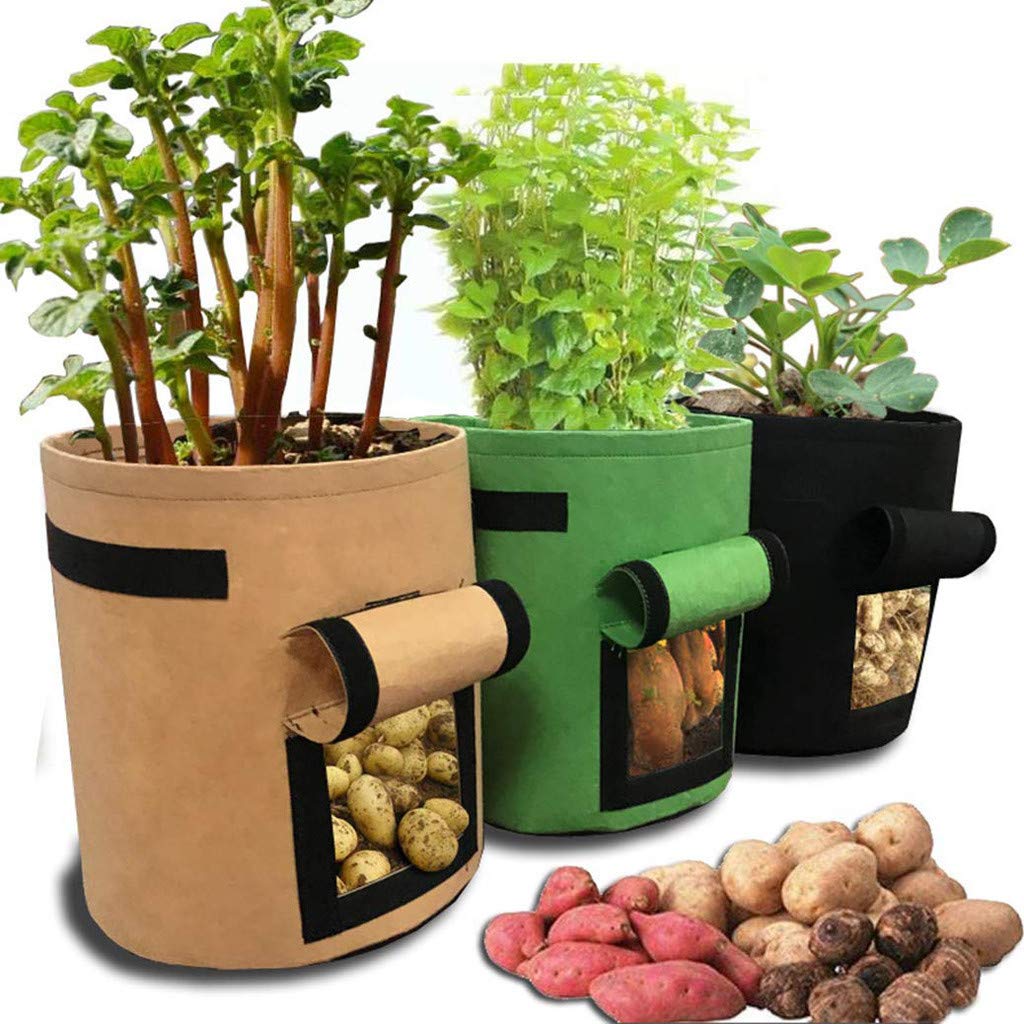 3 Pack Potato Grow Bags with Handles & Access Flap - Durable Garden Planter Bags for Potatoes, Carrots, Onions, Taro, Radish & Peanuts - Perfect for Home Gardening, Urban Farming & Small Space Vegetable Planting