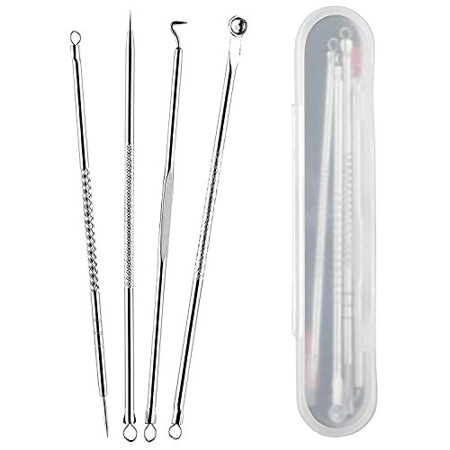 Famecia Blackhead & Acne Removal Kit - 4 Piece Stainless Steel Comedone Extractor Tools for Face & Nose - Pimple Popper Set for Women & Men - Perfect for Home Skincare & Blemish Treatment