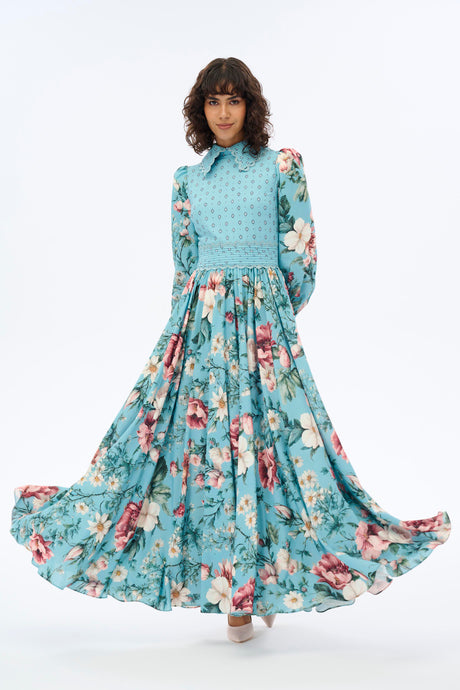 Elegant Floral Print Maxi Dress with Stylish Shirt Collar - Perfect for Summer Weddings, Beach Vacations & Casual Outings