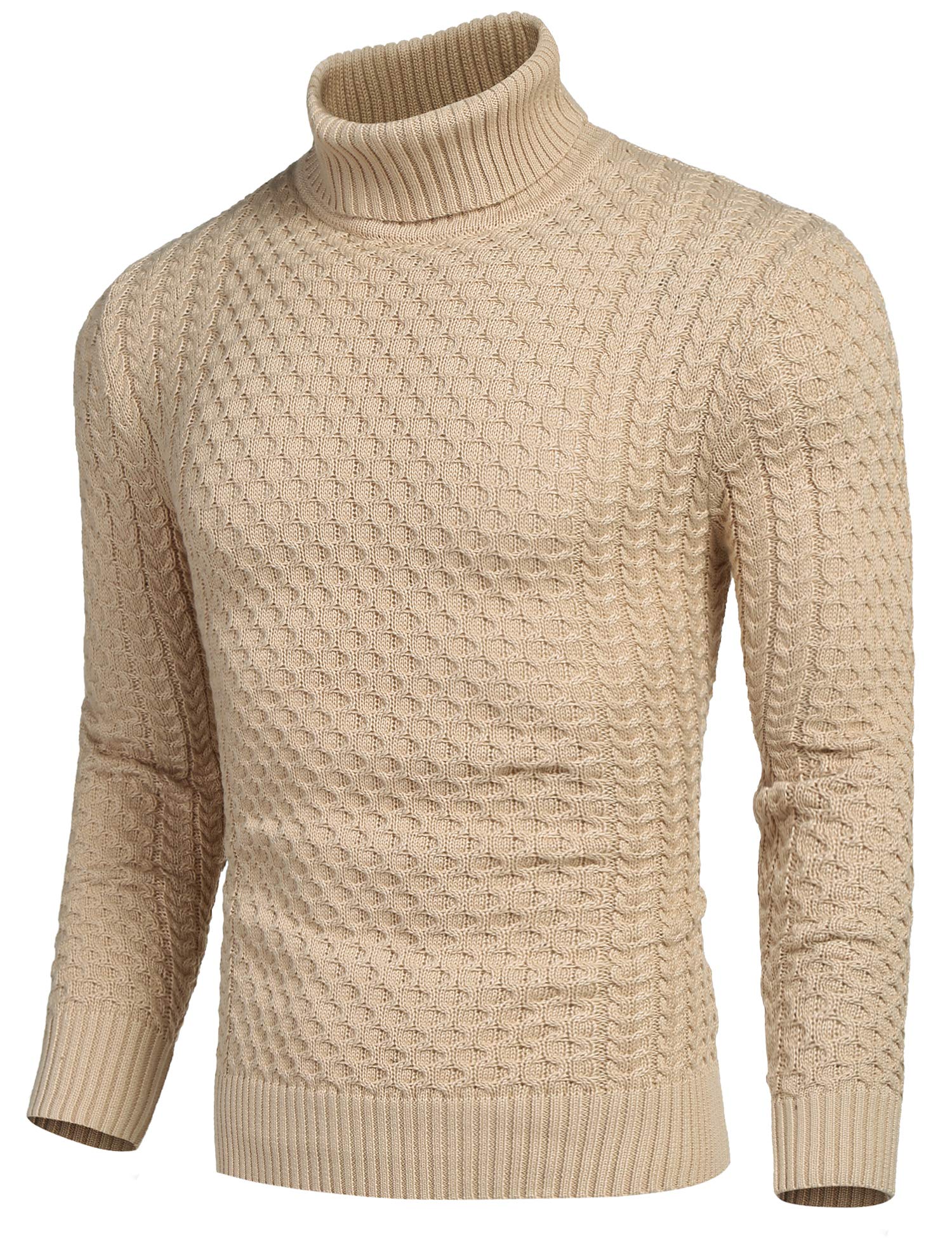 COOFANDY Men's Slim Fit Turtleneck Sweater - Winter Warm Knit Pullover for Casual & Business Wear - Soft Comfortable Solid Color Sweater for Office, Dating & Holiday Outfits