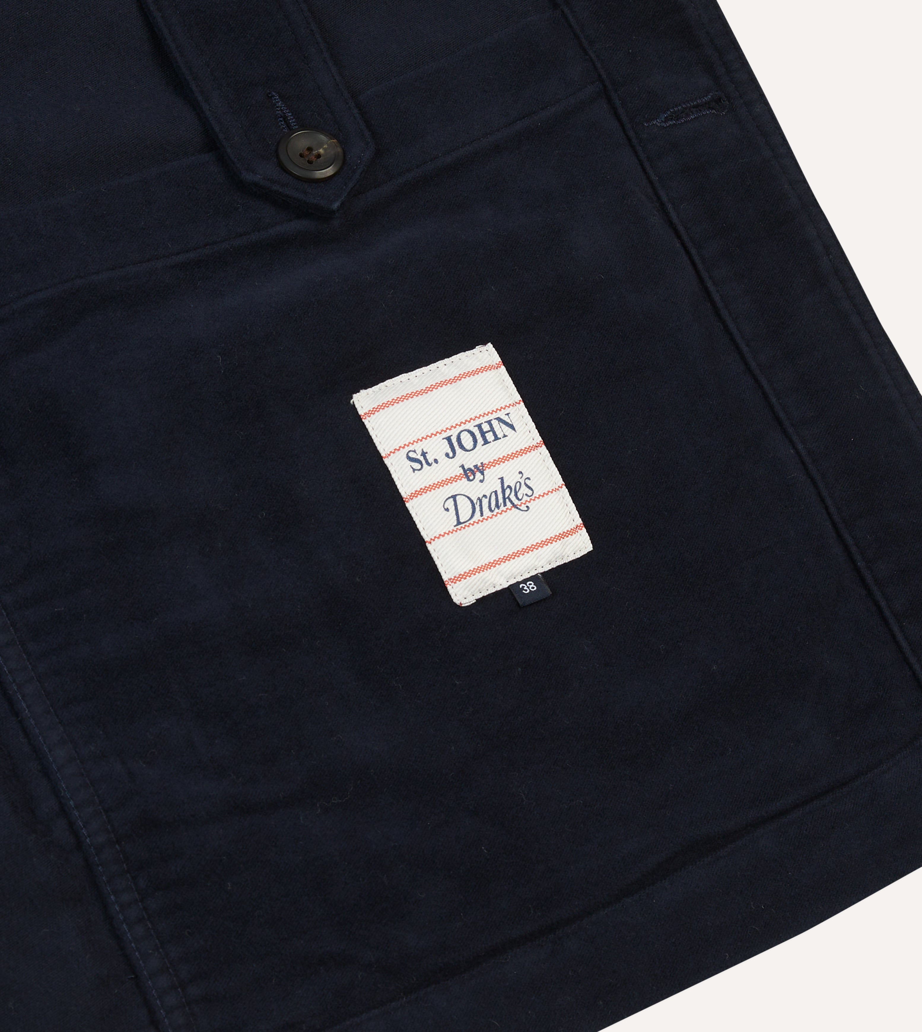 Drake's Navy Moleskin Five Pocket Chore Jacket by St. JOHN | Men's Workwear & Casual Outerwear | Perfect for Outdoor Activities, Work & Everyday Wear