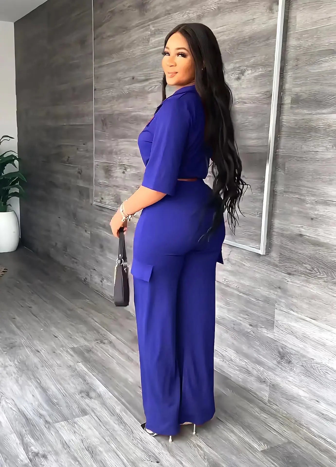 2024 Autumn Women's Fashion Outfit Set - Elegant Half Sleeve Blouse & Wide Leg Safari Pants Two Piece Tracksuit | Casual Wear, Office Outfits, Fall Travel Clothes