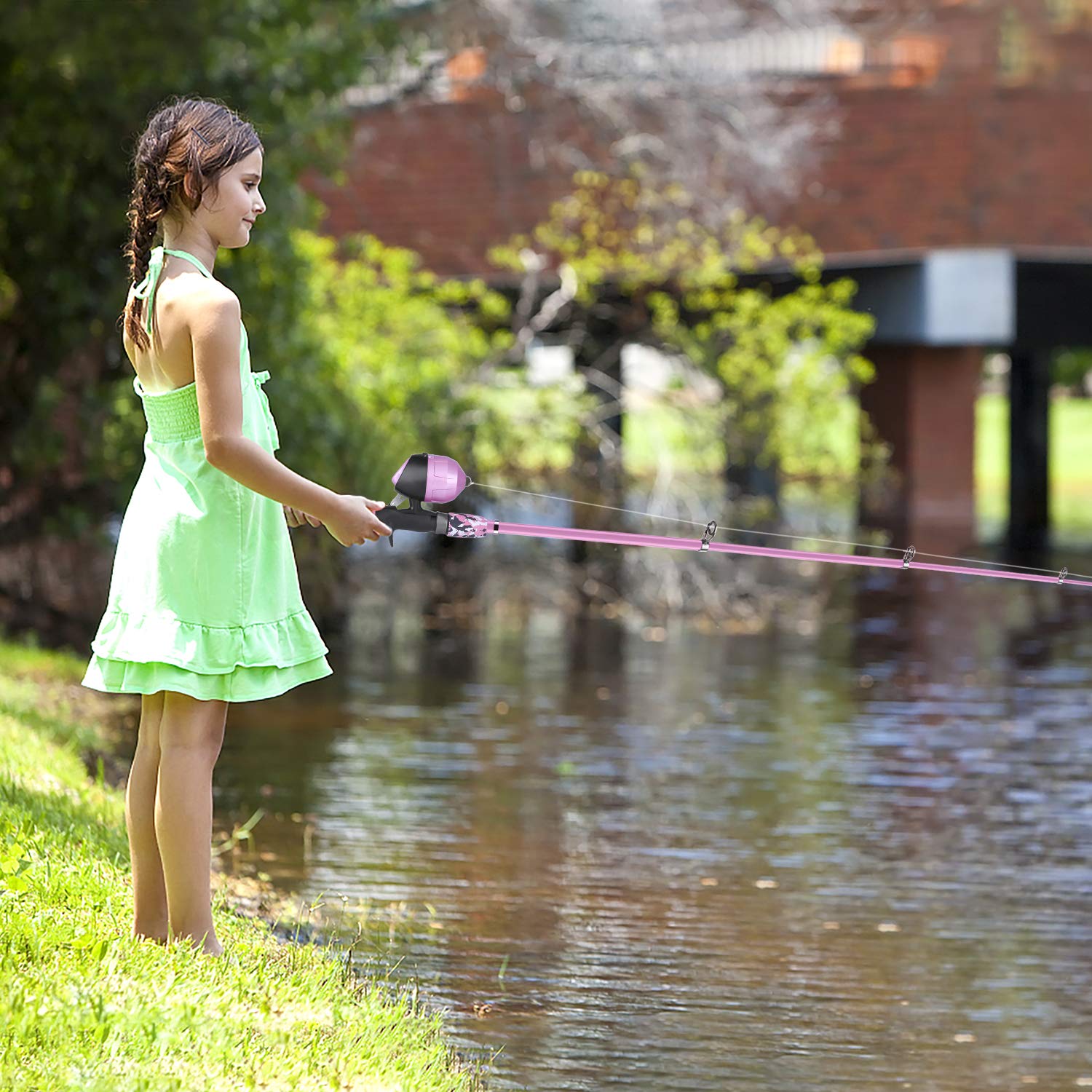 ODDSPRO Kids Fishing Pole and Net Set - Adjustable Telescopic Fishing Rod with Toy Fish for Children - Perfect for Outdoor, Beach, and Backyard Fishing Fun