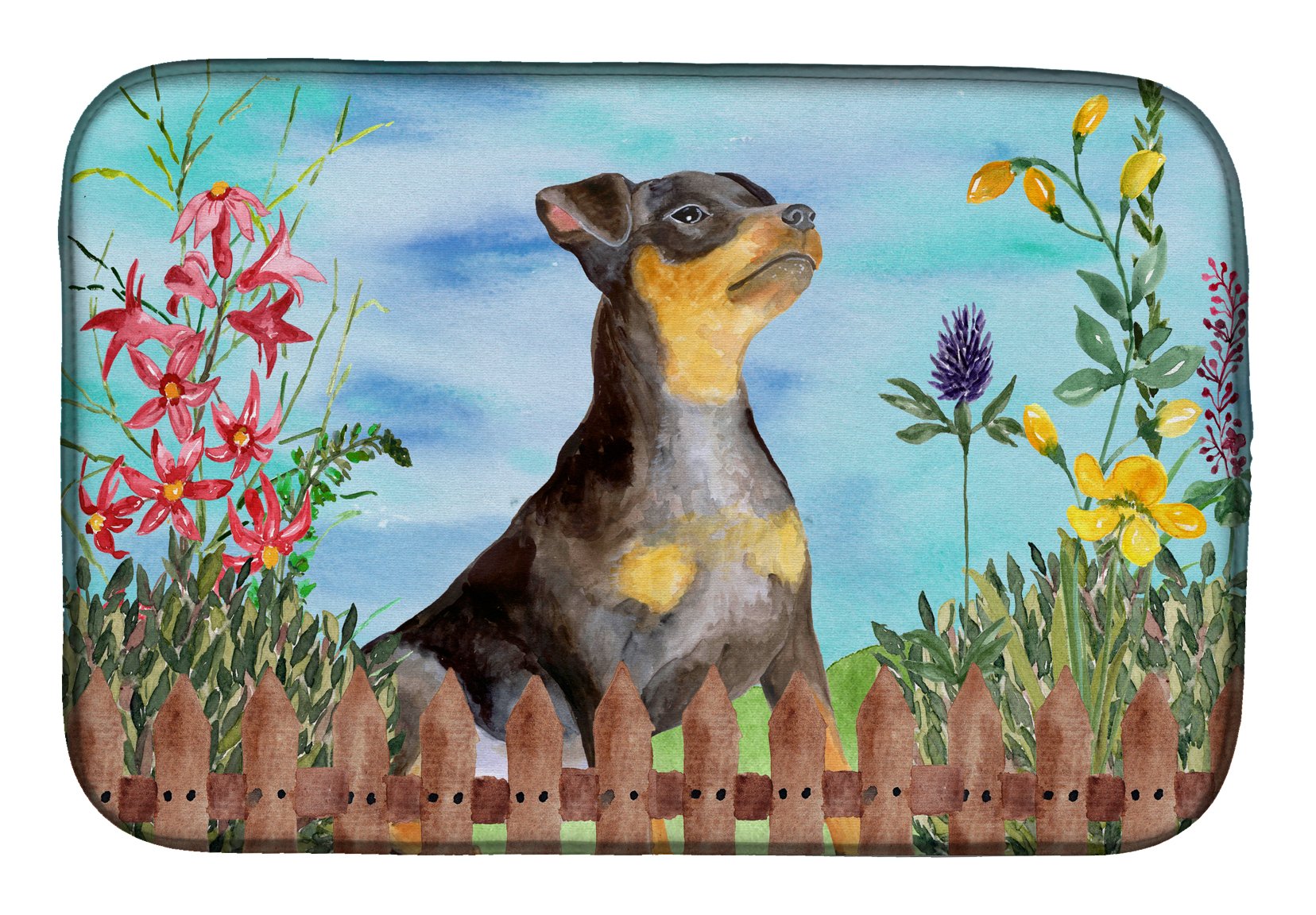 Miniature Pinscher Dish Drying Mat - Absorbent Kitchen Counter Pad (14x21