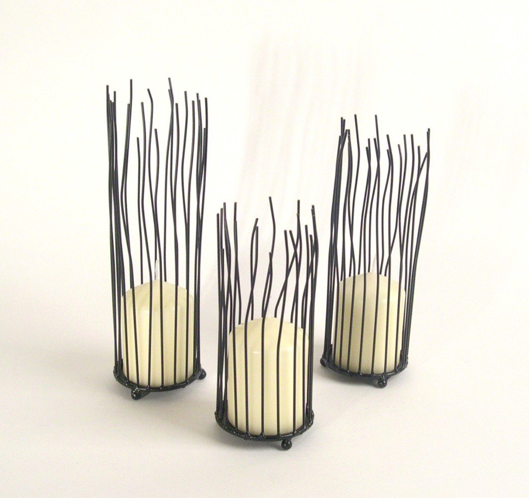 Danya B Willow Iron Candle Holder Set of 3 - Elegant Rustic Home Decor for Dining Table, Wedding Centerpiece, and Farmhouse Style Living Room