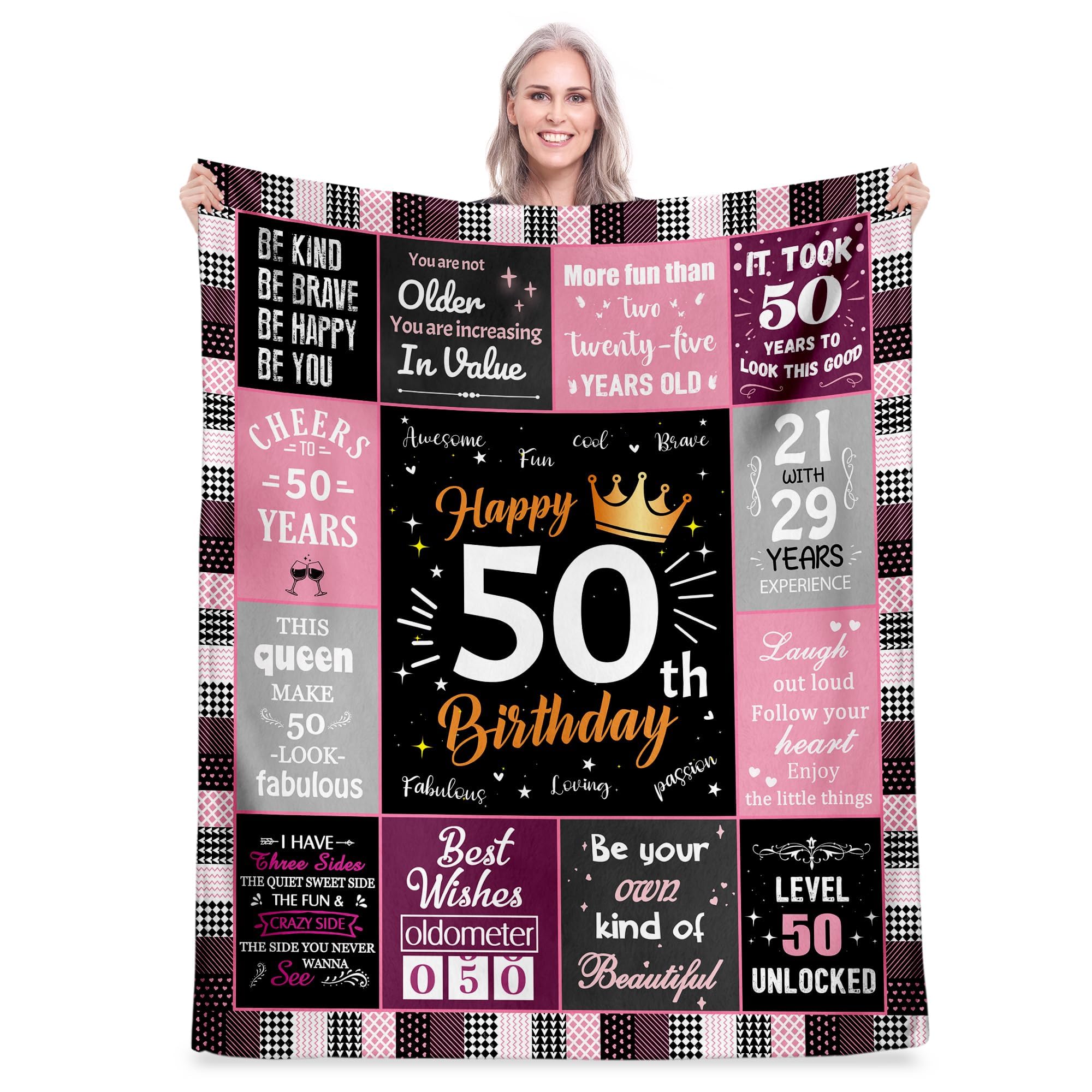 50th Birthday Gifts for Women - Funny 50 Years Old Fleece Throw Blanket 50