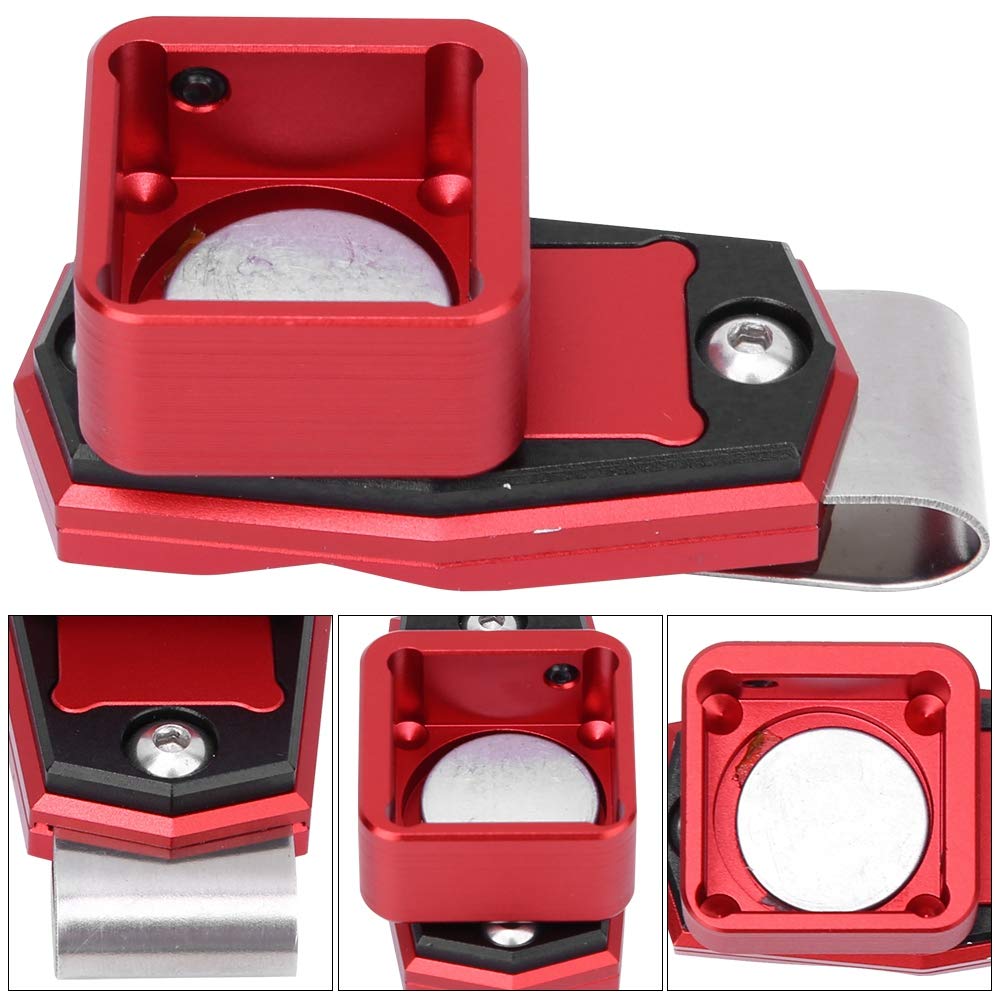 Alvinlite Magnetic Billiard Chalk Holder - Universal Portable Pool Chalk Carrier with Clips, Protective Aluminum Alloy Case for Snooker & Pool Cues - Pocket-Sized (Red) - Perfect for Bar, Home & Professional Pool Tables