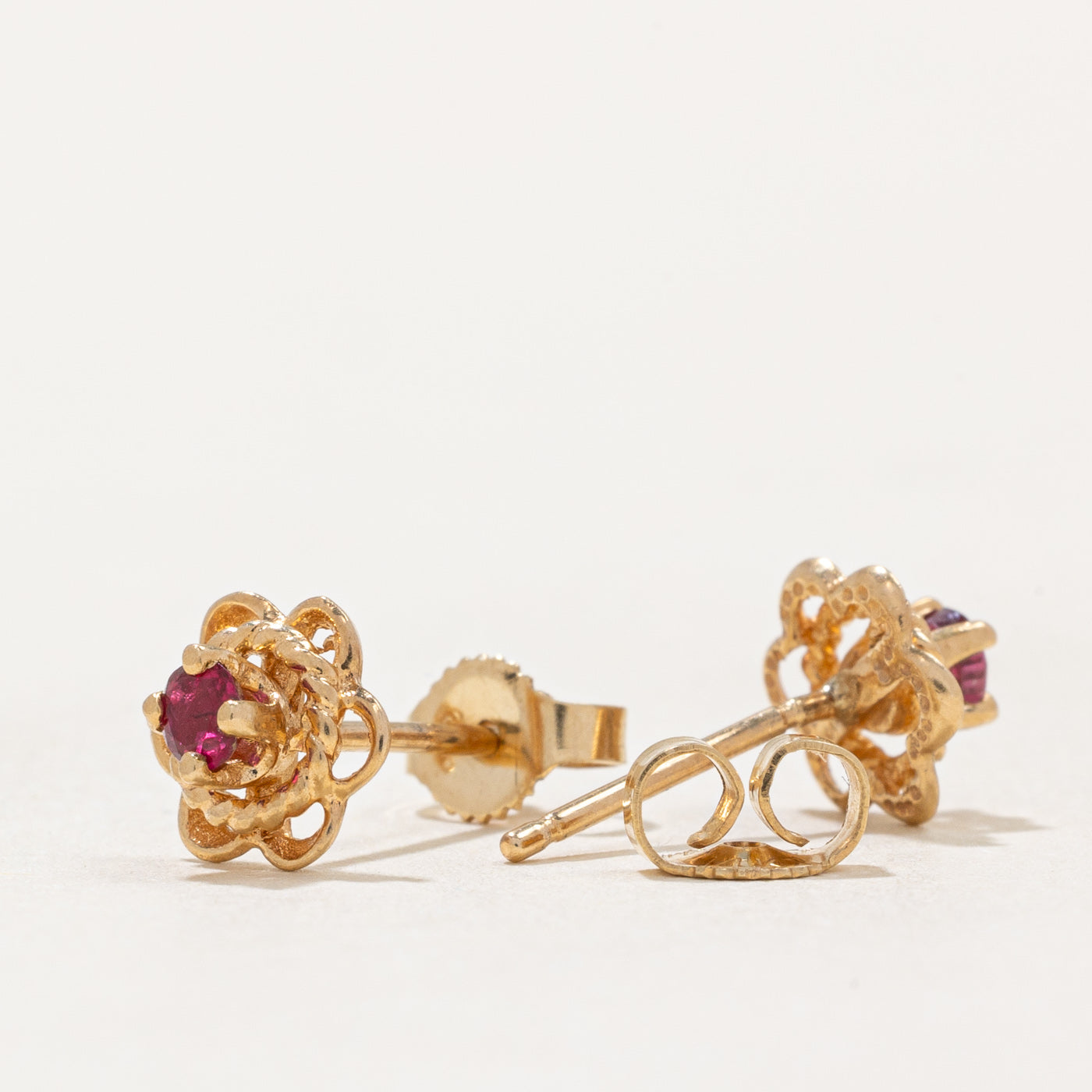 0.17ctw Ruby Flower Stud Earrings for Women - Genuine Gemstone Jewelry Gift for Birthday, Anniversary & Valentine's Day | Perfect for Everyday Wear & Special Occasions