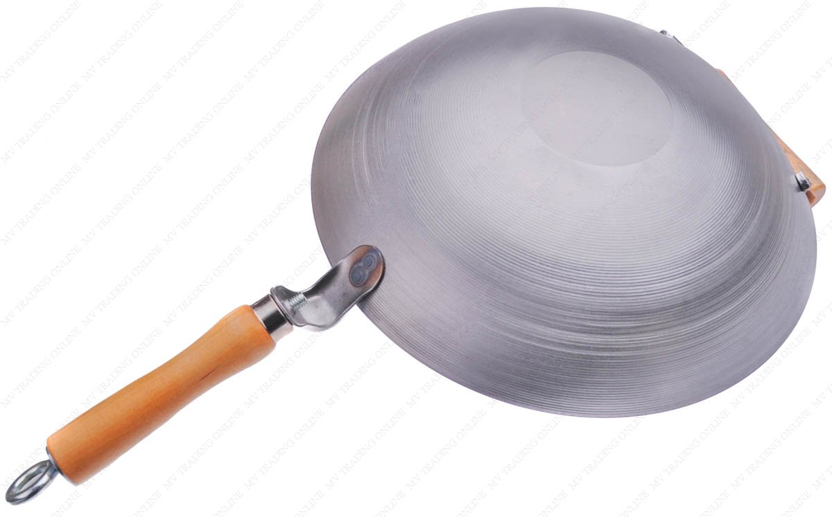 12 Inch Carbon Steel Wok Pan - Round Bottom Wok with Helper Handle - 14 Gauge Thickness - Professional Restaurant Quality - Made in USA - Perfect for Stir Frying, Deep Frying & Asian Cooking
