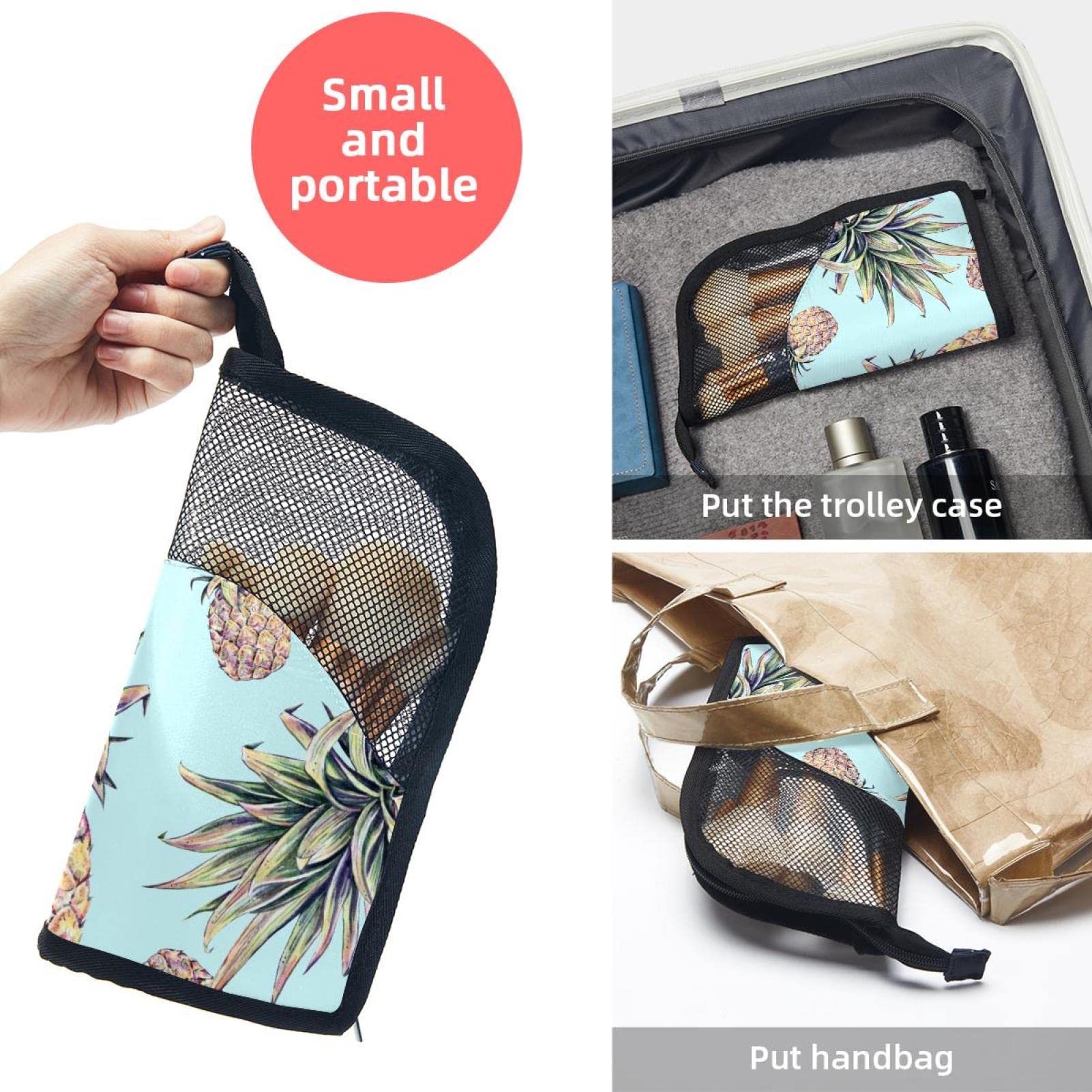 Premium 12-Piece Makeup Brush Organizer Bag with Tropical Pineapple Design - Portable Cosmetic Brush Holder Case for Travel, Home & Professional Makeup Artists