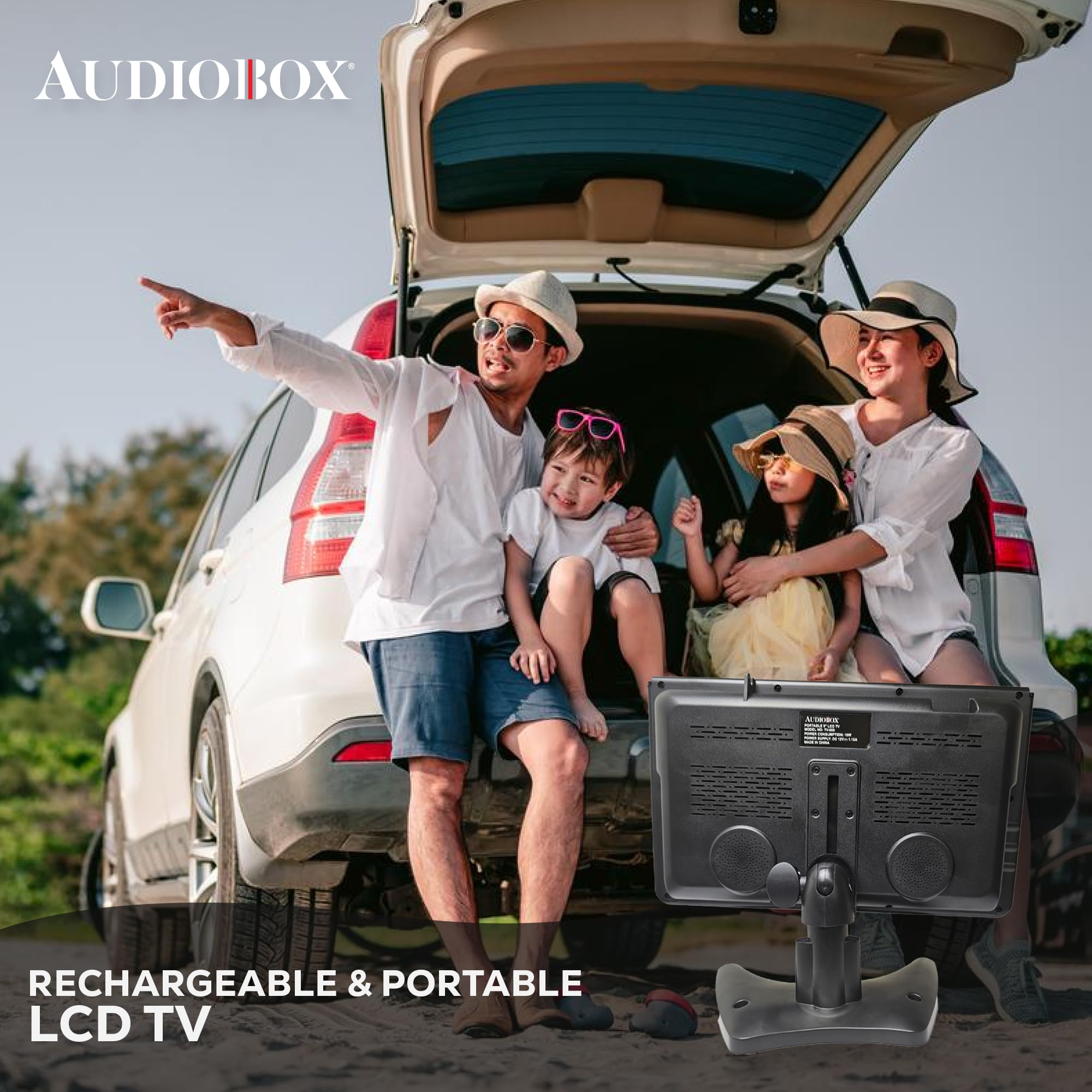 9-Inch Portable TV with USB/SD Inputs & 3.5mm Audio Output - Includes Remote, Car Charger, AC Adapter & Antenna | Perfect for Travel, Camping, and Home Entertainment