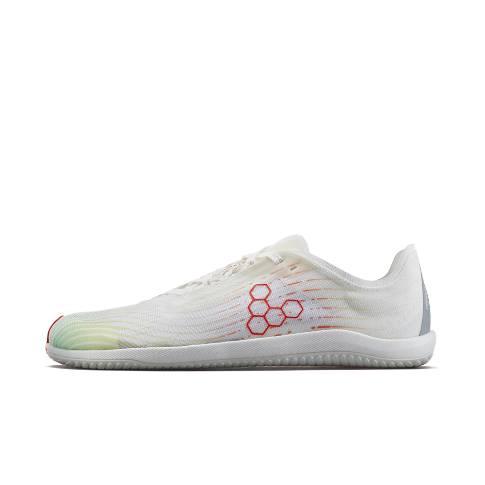 Vivobarefoot Primus Flow Women's Barefoot Shoes - Bright White & Neon Orange | Lightweight & Flexible for Running, Hiking & Everyday Wear
