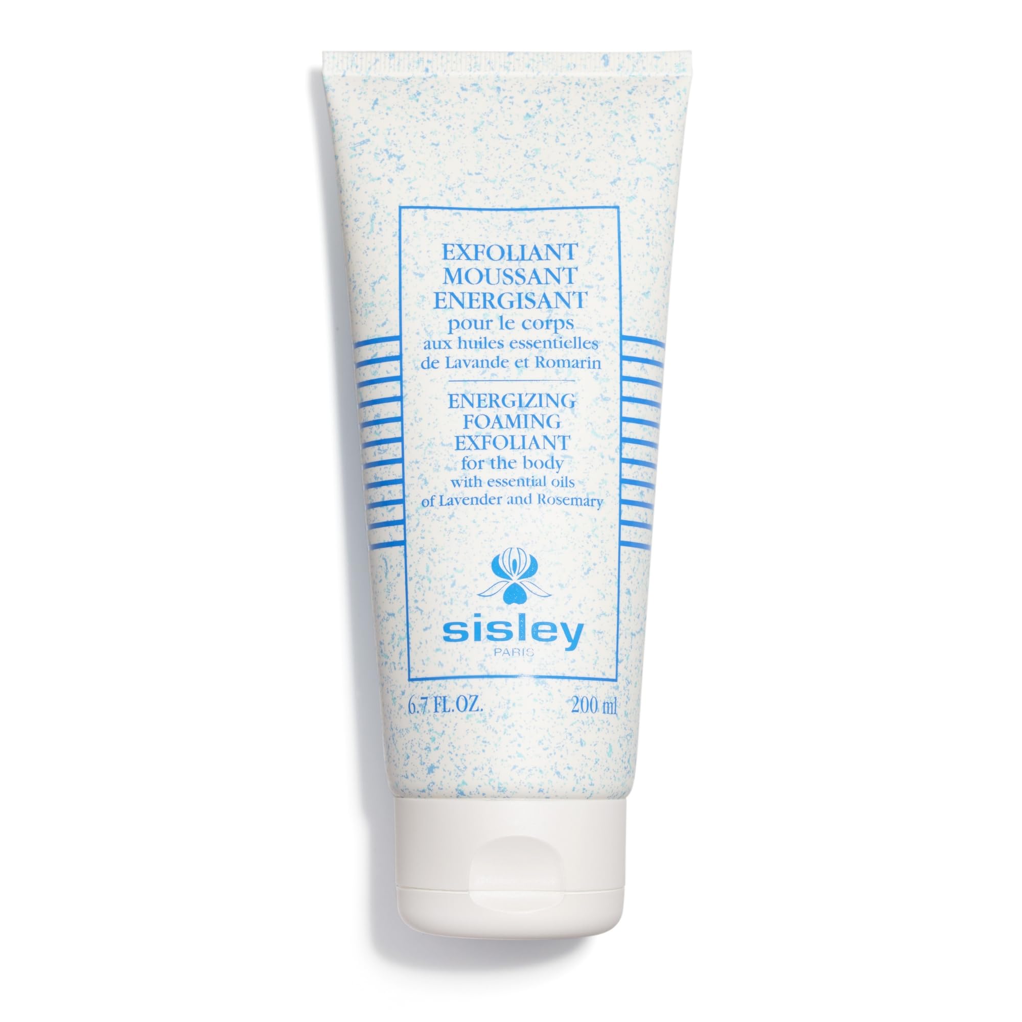 Sisley Paris Energizing Foaming Exfoliating Body Wash & Scrub - 200mL - Lavender & Rosemary Essential Oils - Gentle for All Skin Types - Perfect for Shower & Spa Relaxation